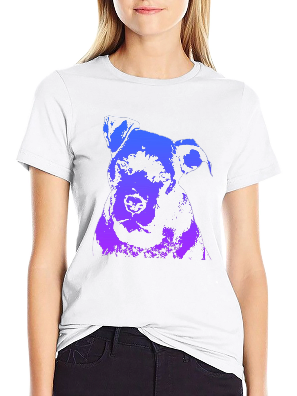 Camiseta Negra con Diseño Abstracto de Perro