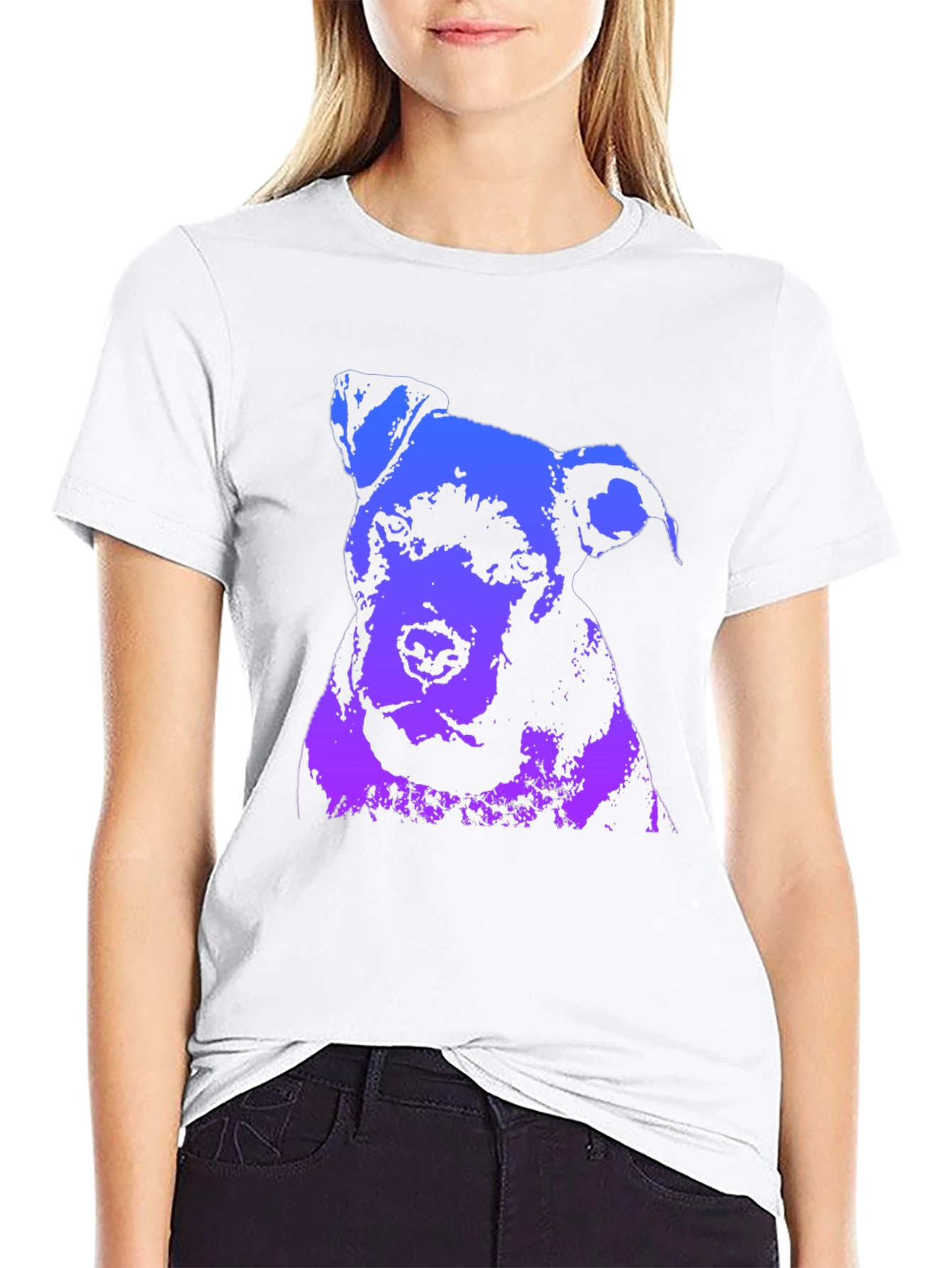 Camiseta Negra con Diseño Abstracto de Perro