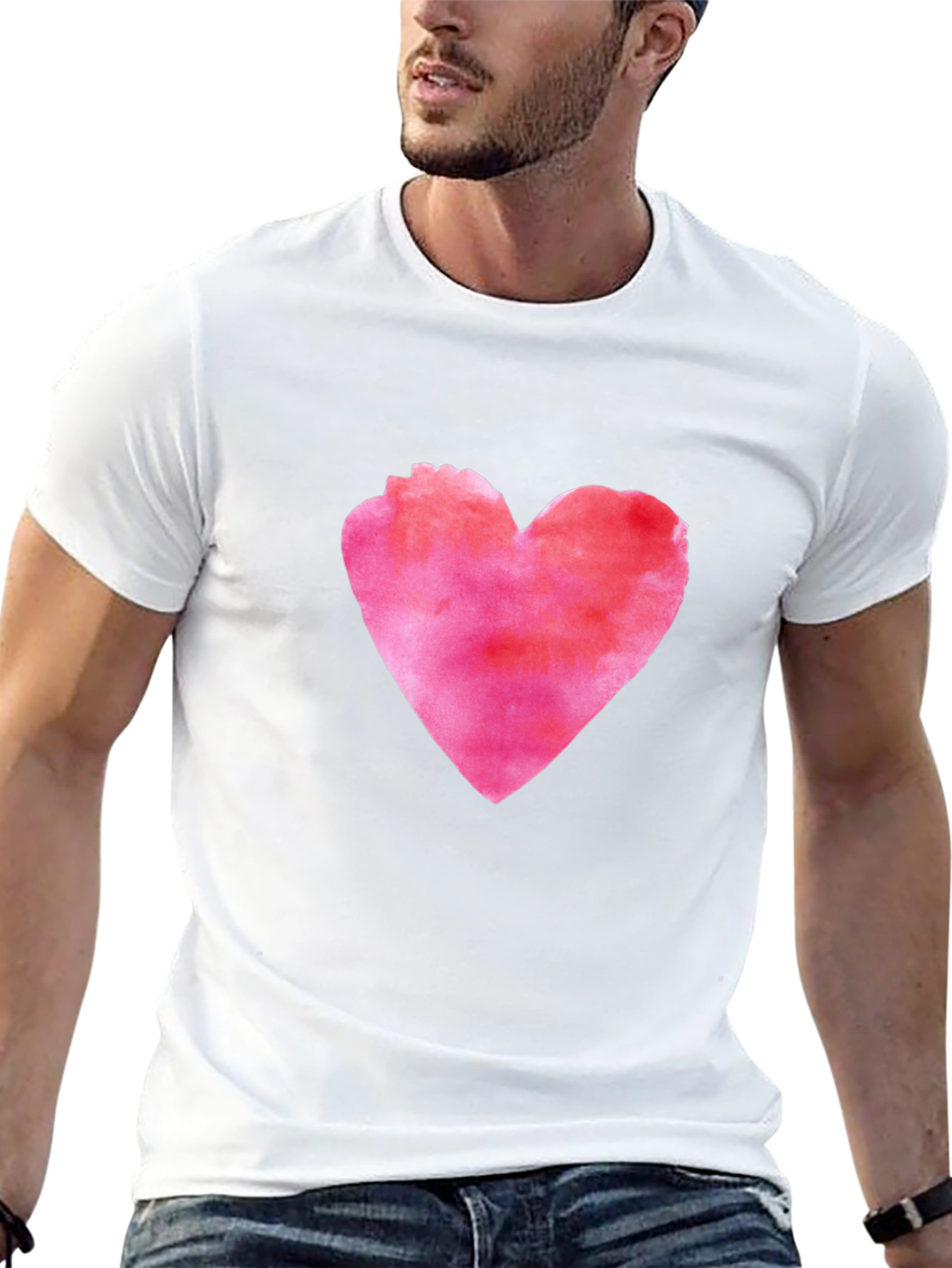 Camiseta Negra con Corazón Acuarela