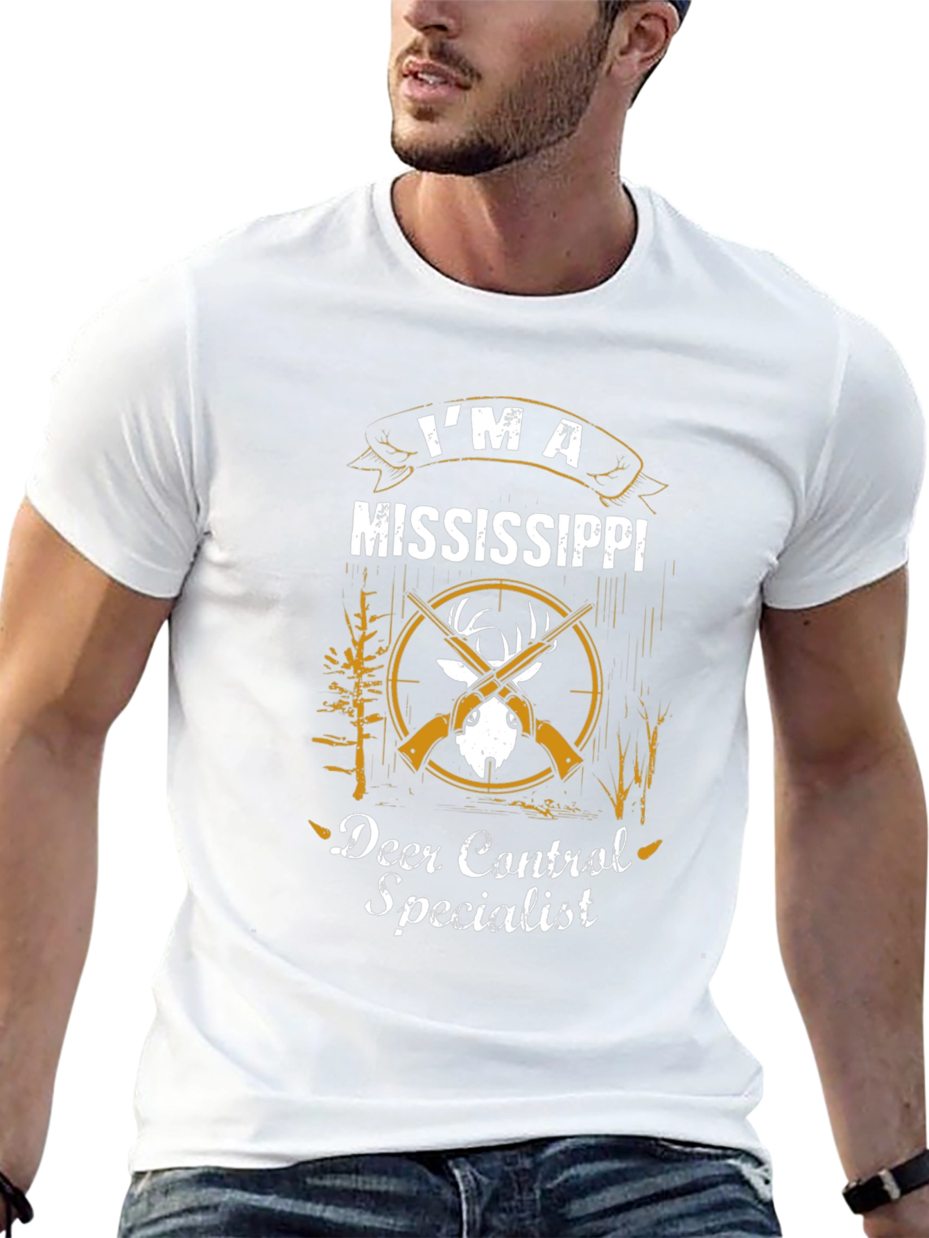 Camiseta Negra Cazador Mississippi Deer Control Specialist
