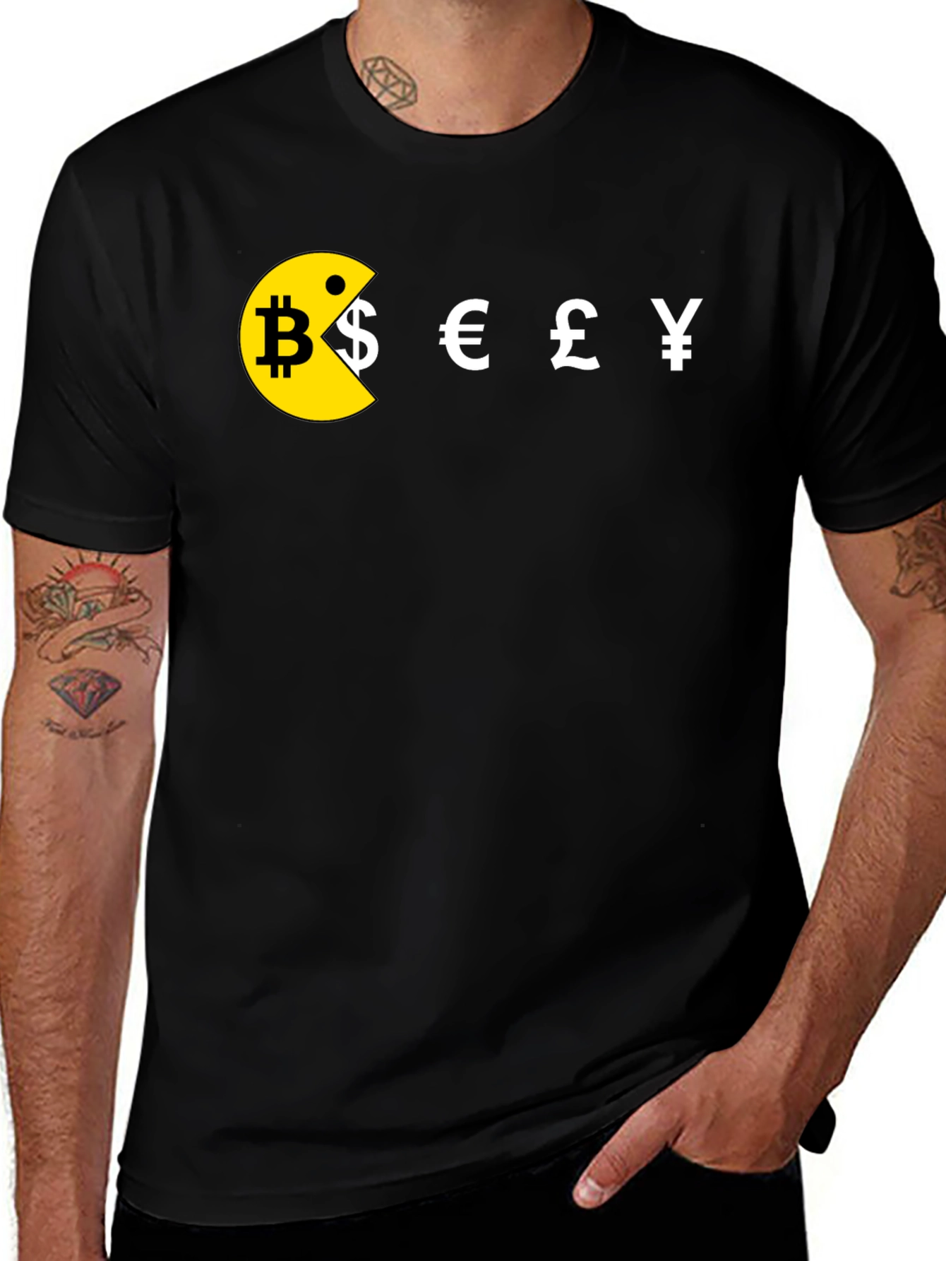 Camiseta Hombre Pacman Criptomonedas Algodón Casual