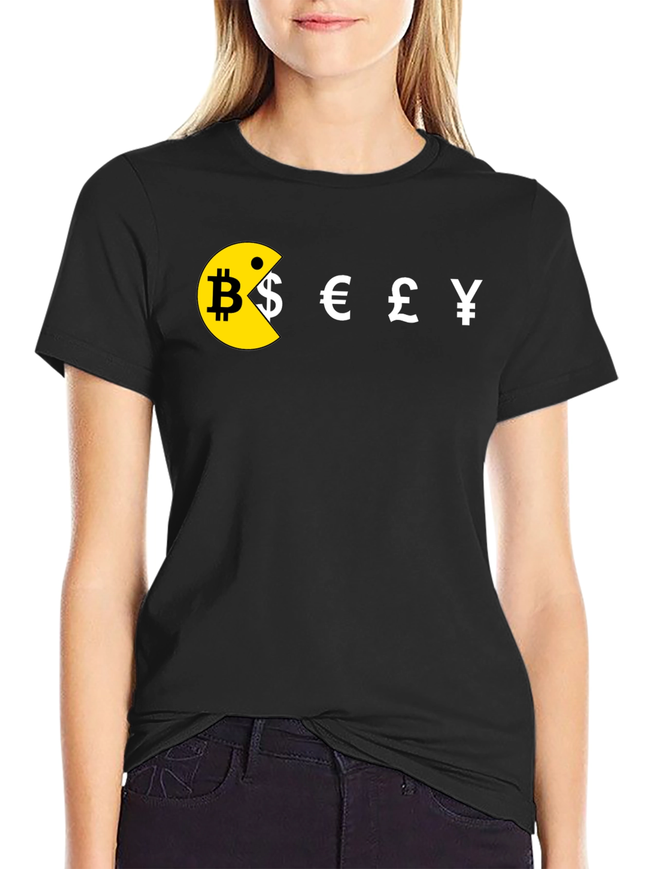 Camiseta Hombre Pacman Criptomonedas Algodón Casual