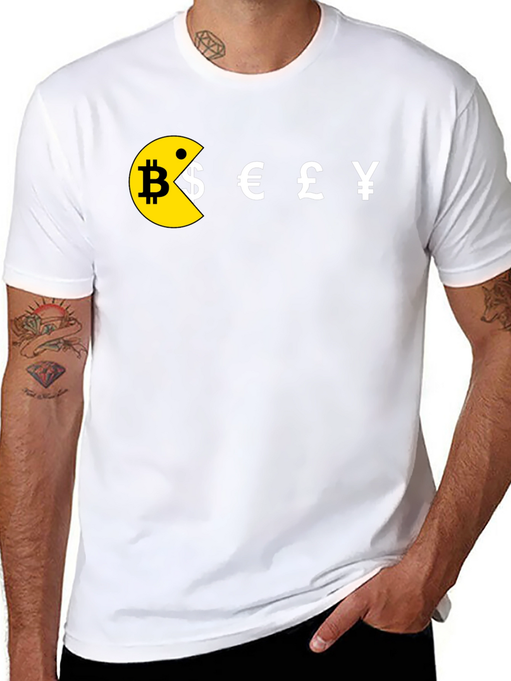 Camiseta Hombre Pacman Criptomonedas Algodón Casual