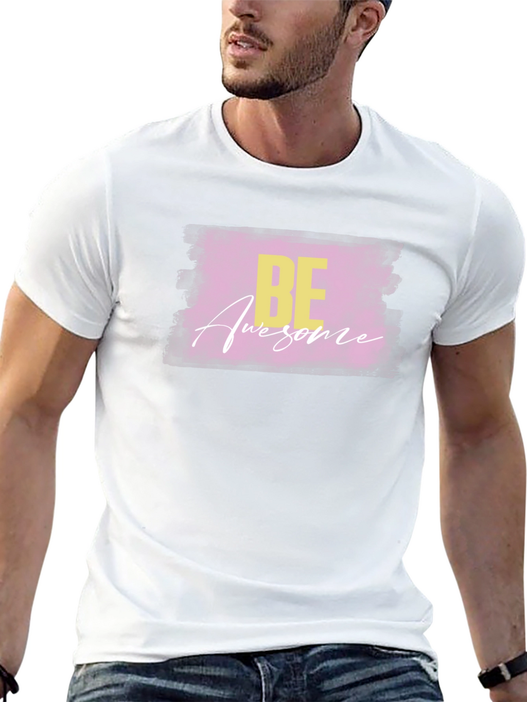 Camiseta Negra con Diseño Be Awesome