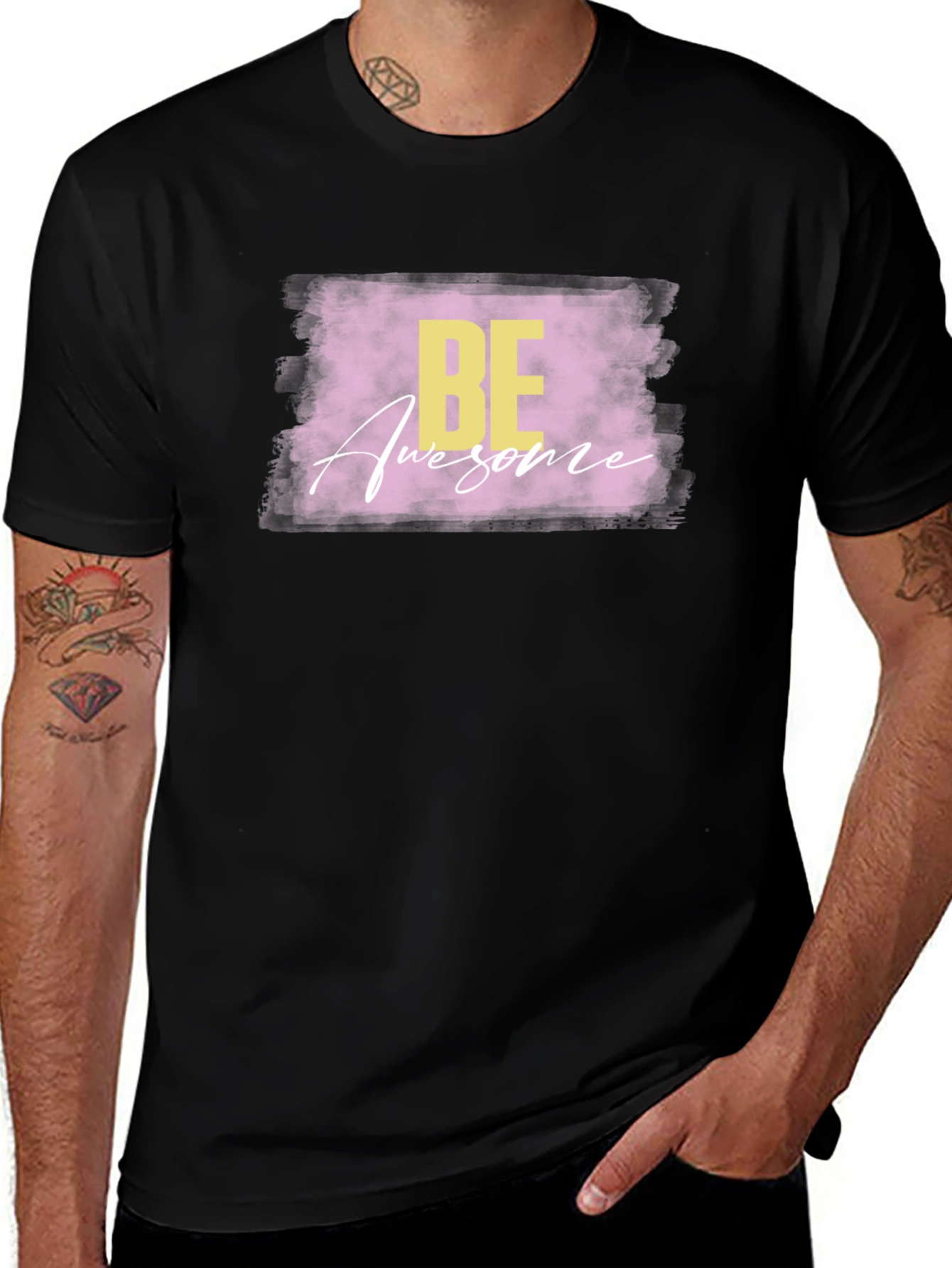 Camiseta Negra con Diseño Be Awesome