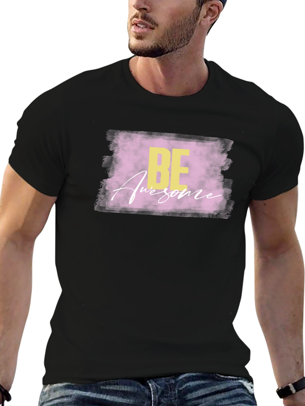 Camiseta Negra con Diseño Be Awesome