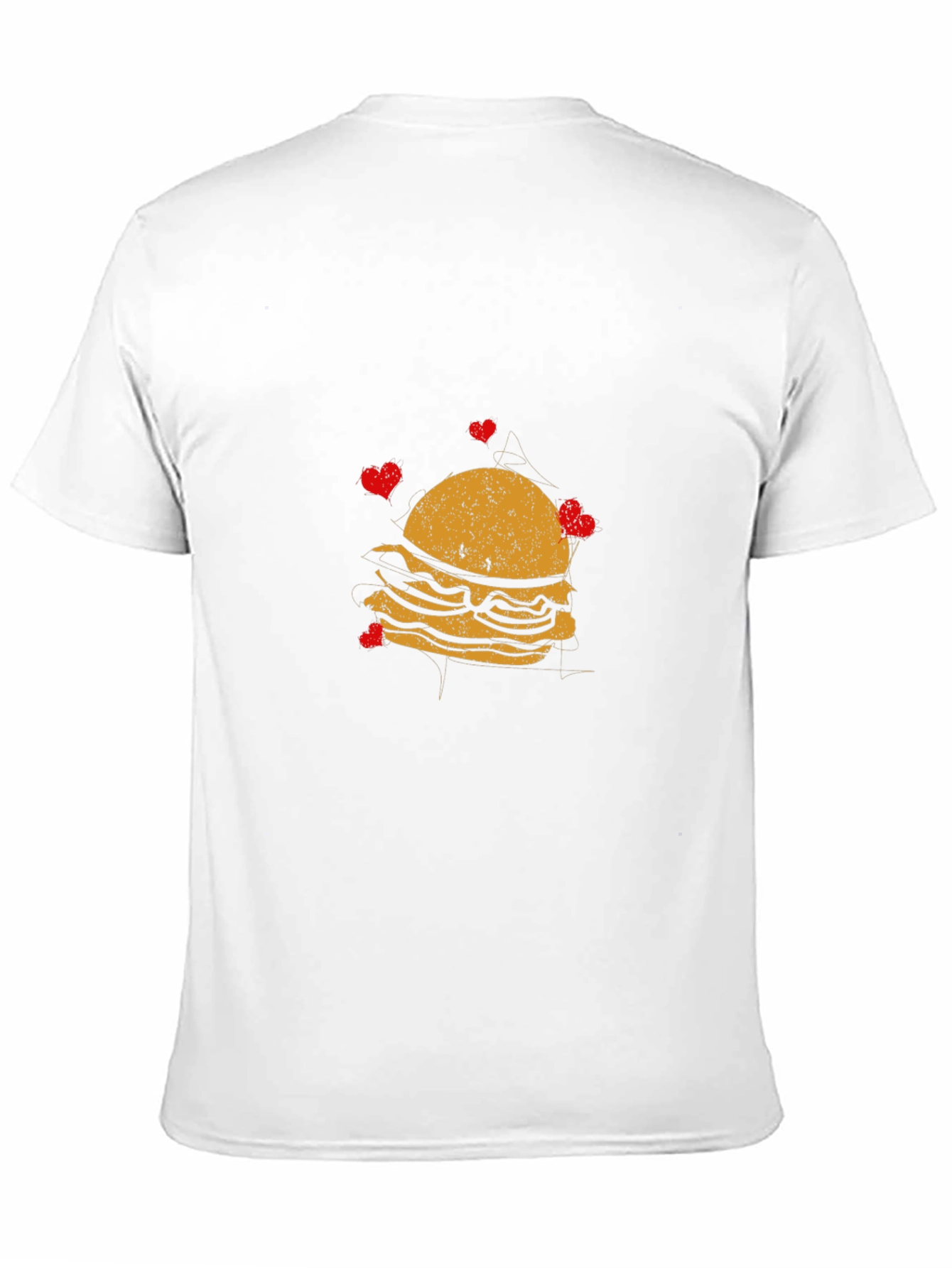 Camiseta Negra con Diseño de Hamburguesa y Corazones