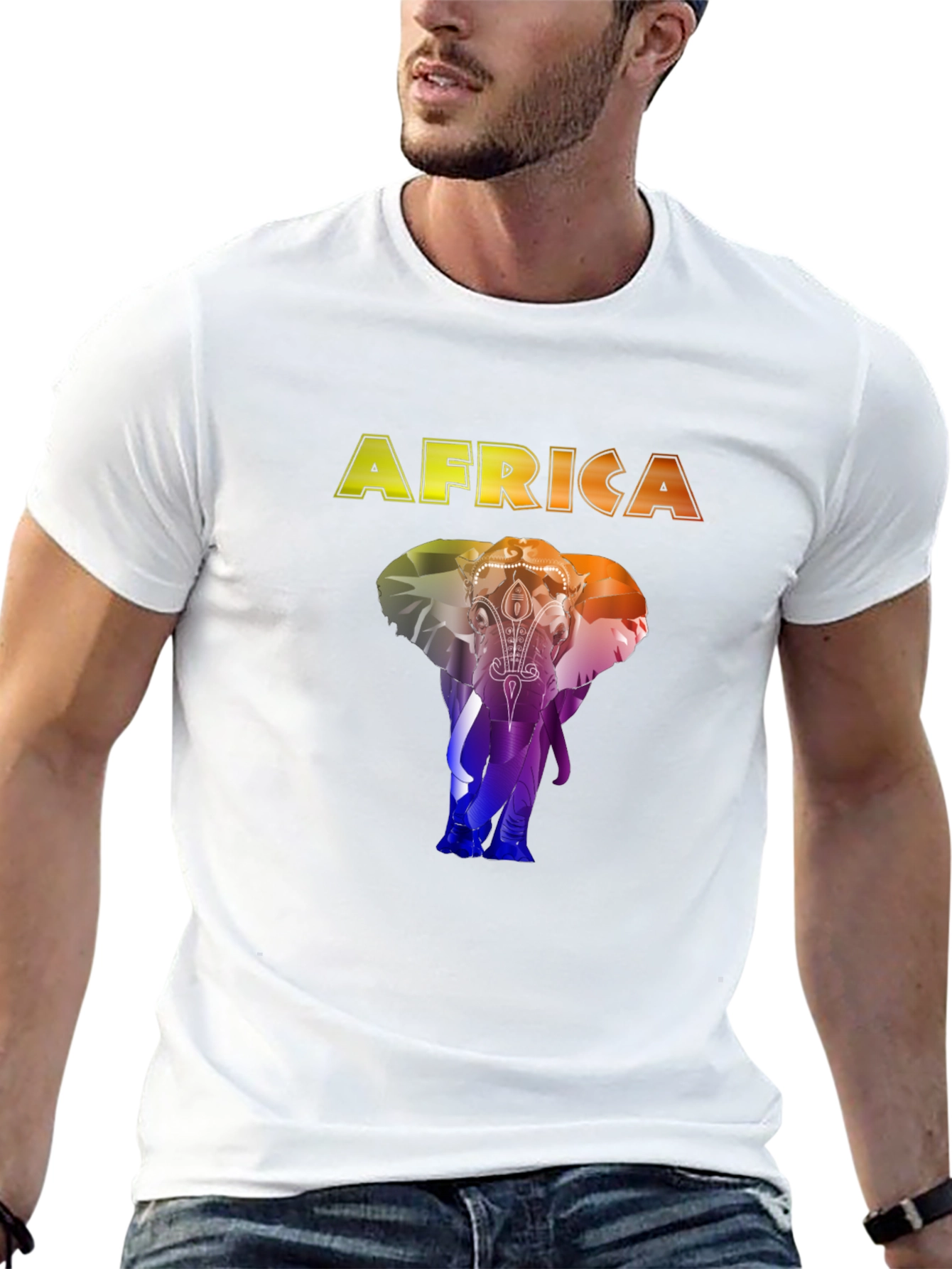 Camiseta Negra África Elefante Colorido
