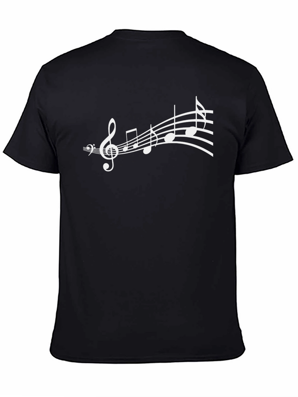 Camiseta Negra con Diseño de Notas Musicales