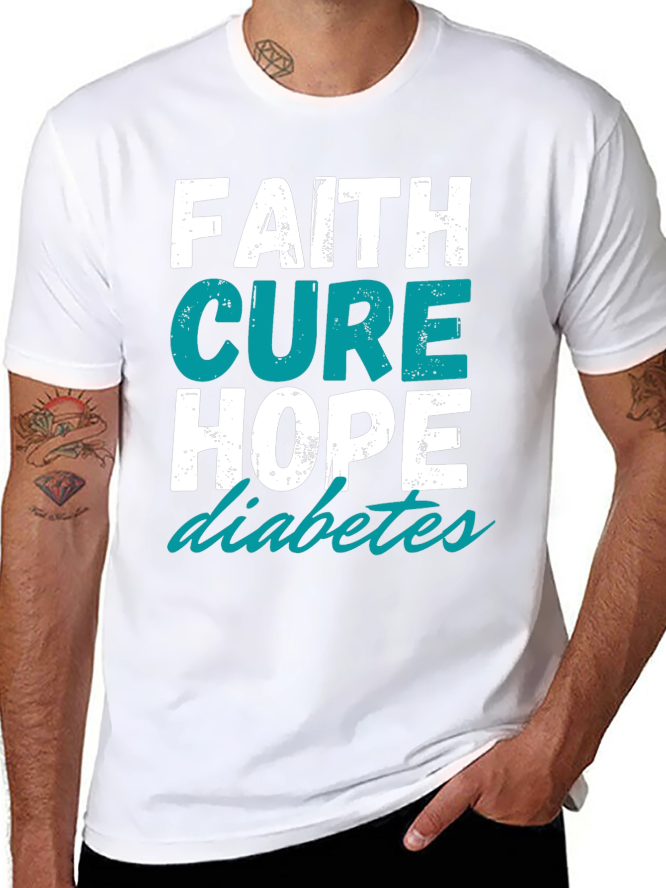 Camiseta Fe Cura Esperanza para la Diabetes
