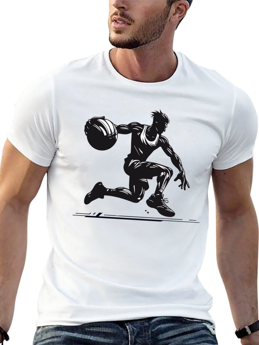 Camiseta Negra Baloncesto Silueta