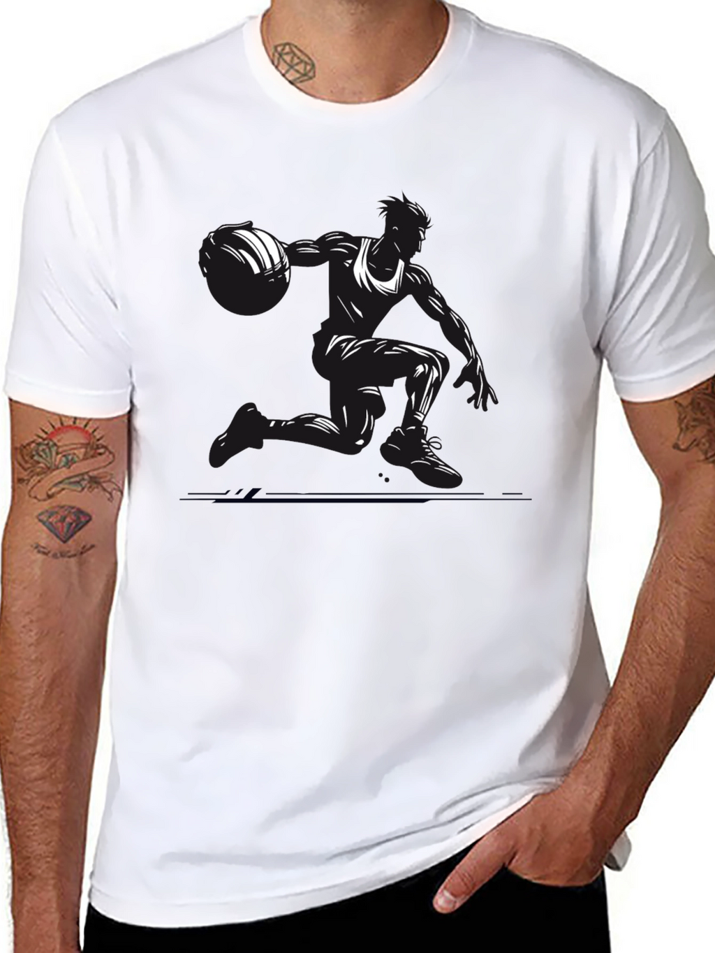 Camiseta Negra Baloncesto Silueta