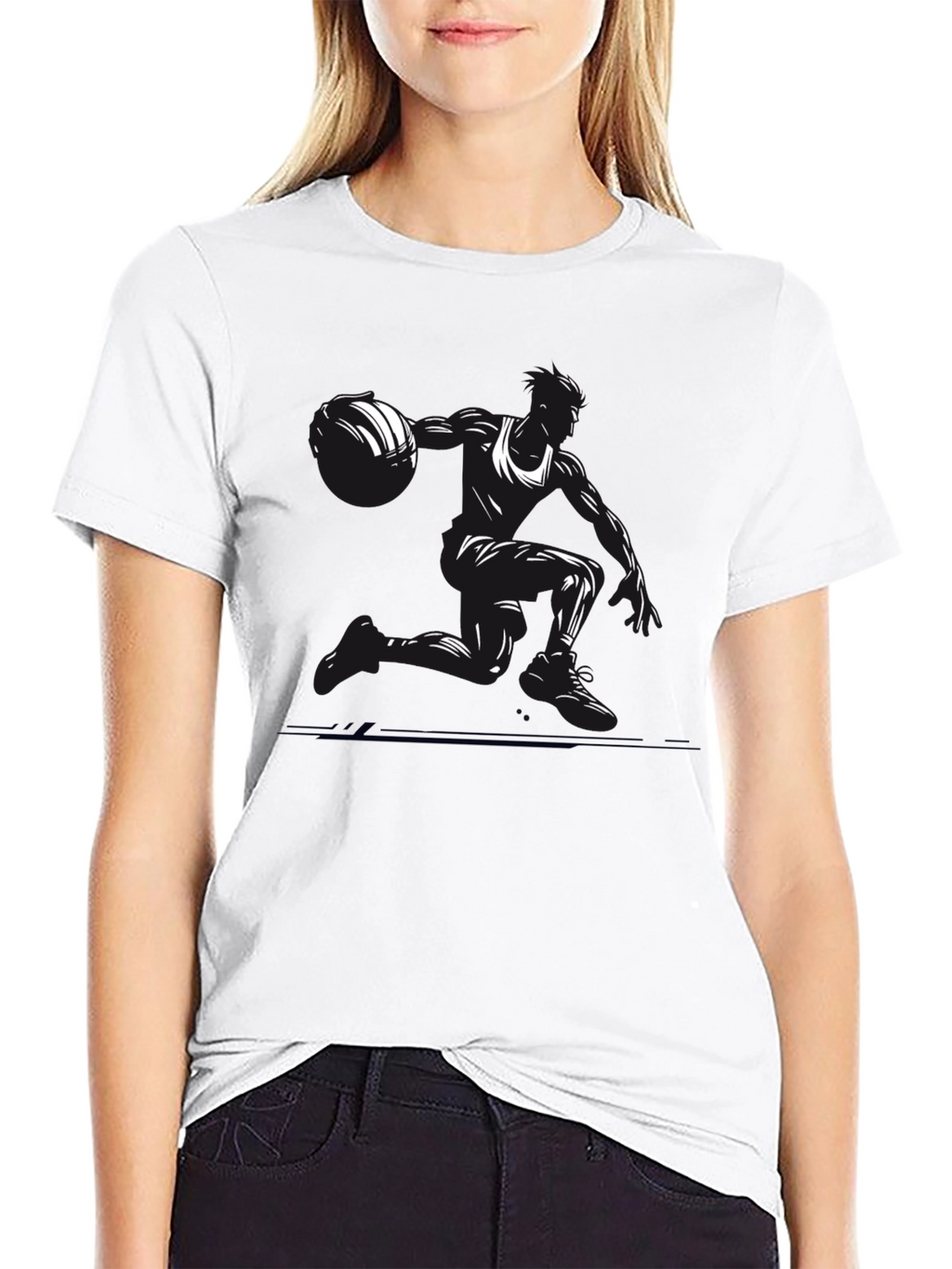 Camiseta Negra Baloncesto Silueta