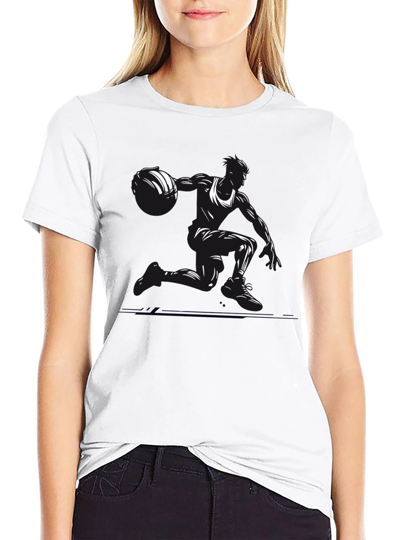 Camiseta Negra Baloncesto Silueta