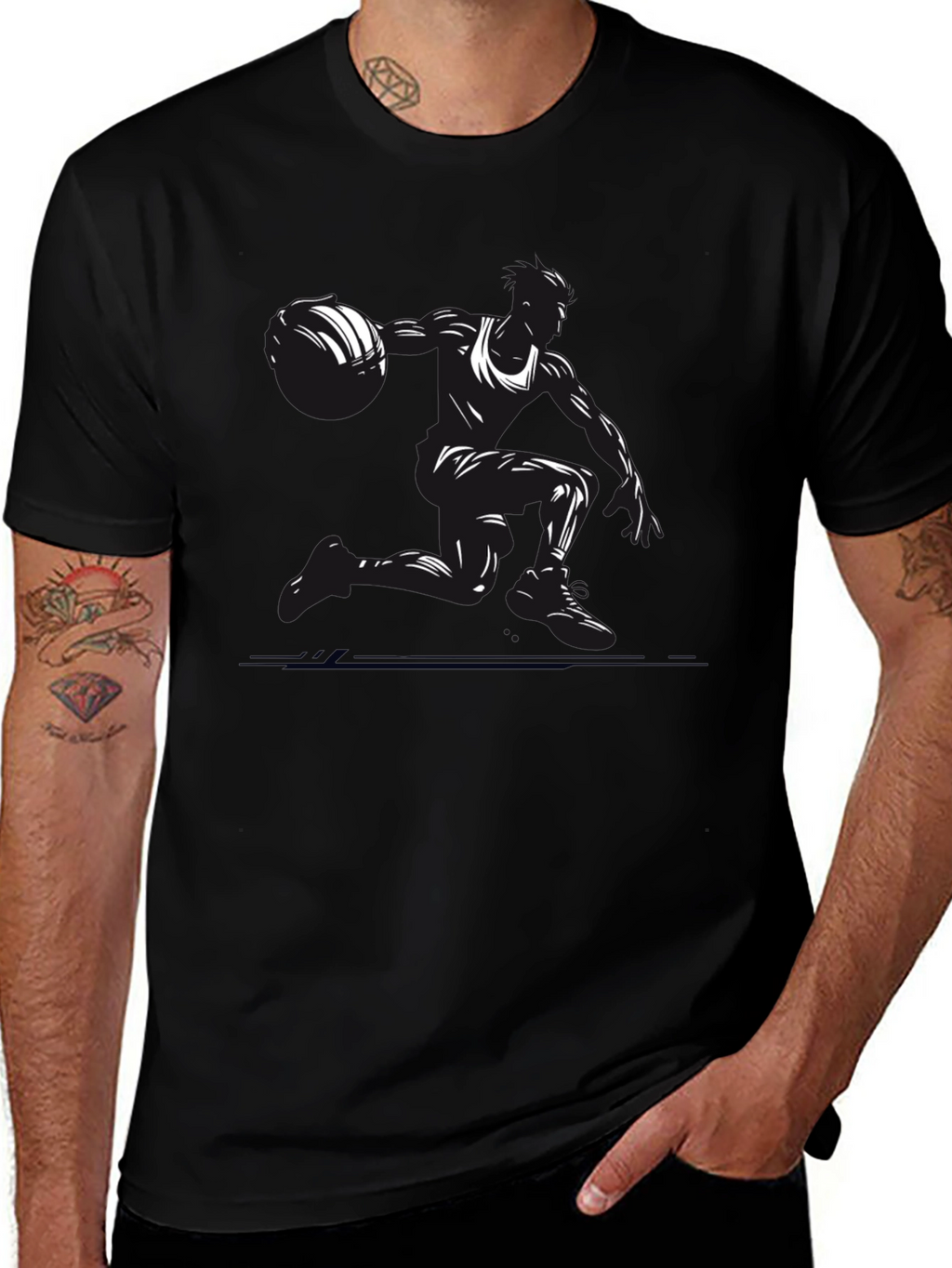 Camiseta Negra Baloncesto Silueta