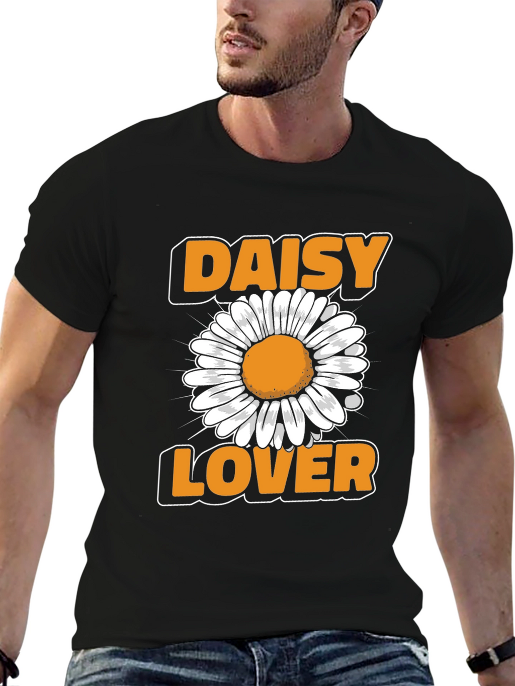 Camiseta Negra Amante de las Margaritas