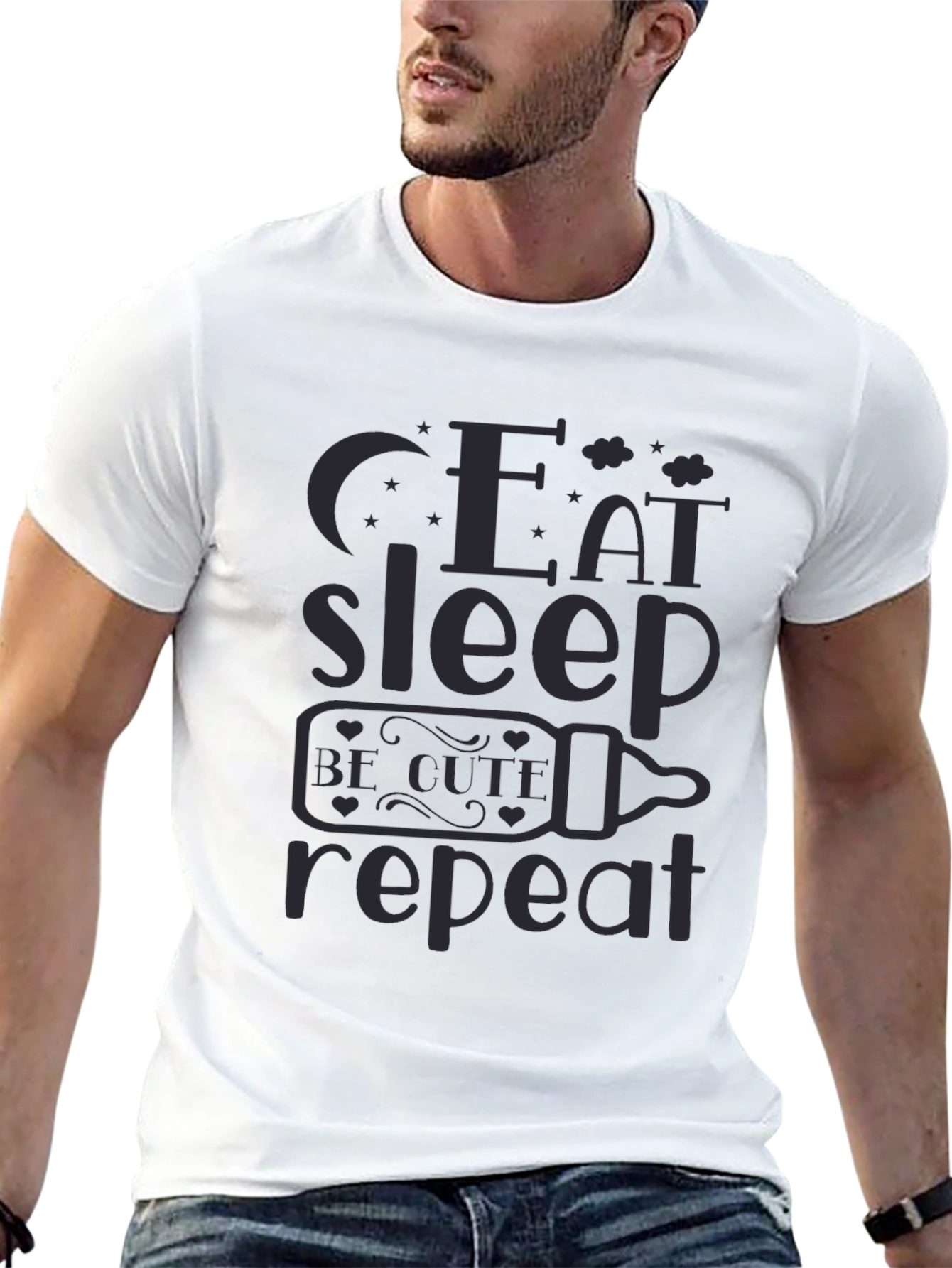 Camiseta Negra Bebé: Eat Sleep Be Cute Repeat