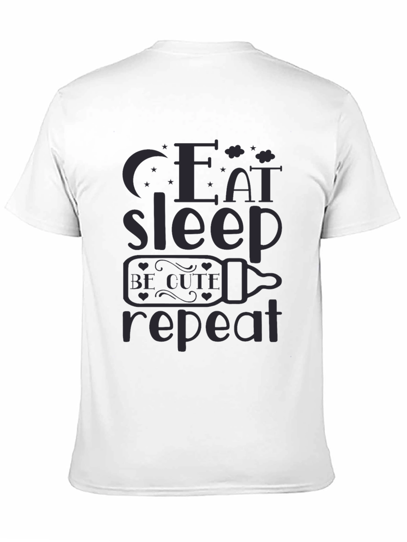 Camiseta Negra Bebé: Eat Sleep Be Cute Repeat