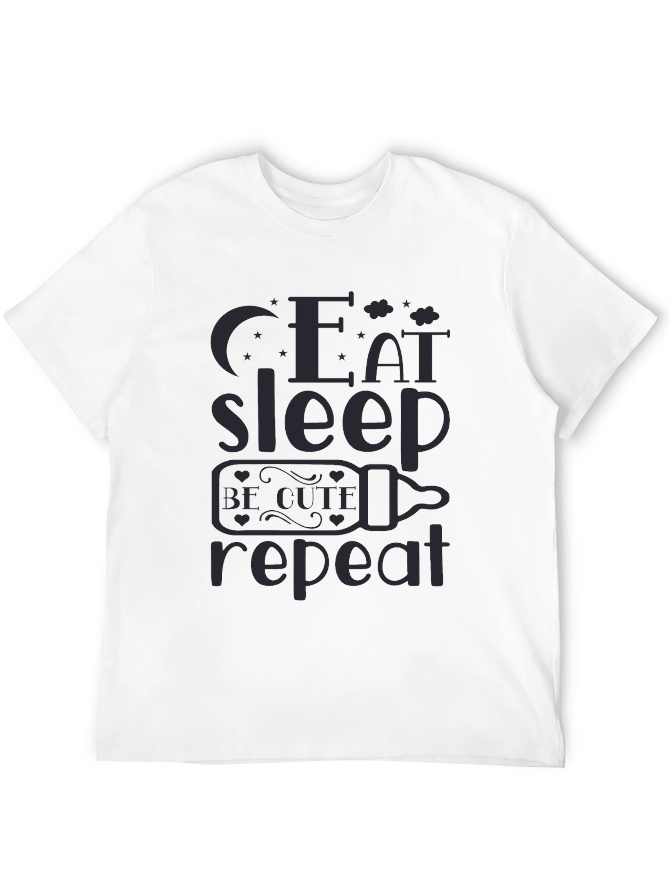 Camiseta Negra Bebé: Eat Sleep Be Cute Repeat