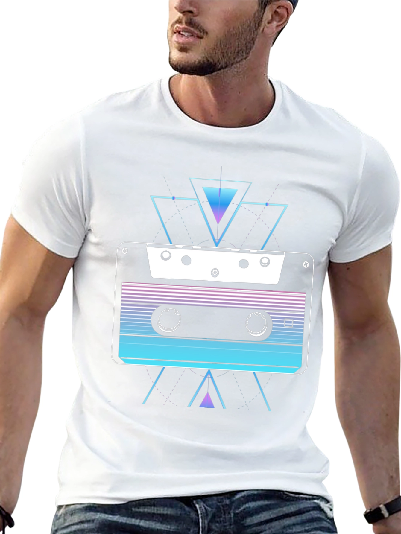 Camiseta Negra con Diseño Cassette Retro