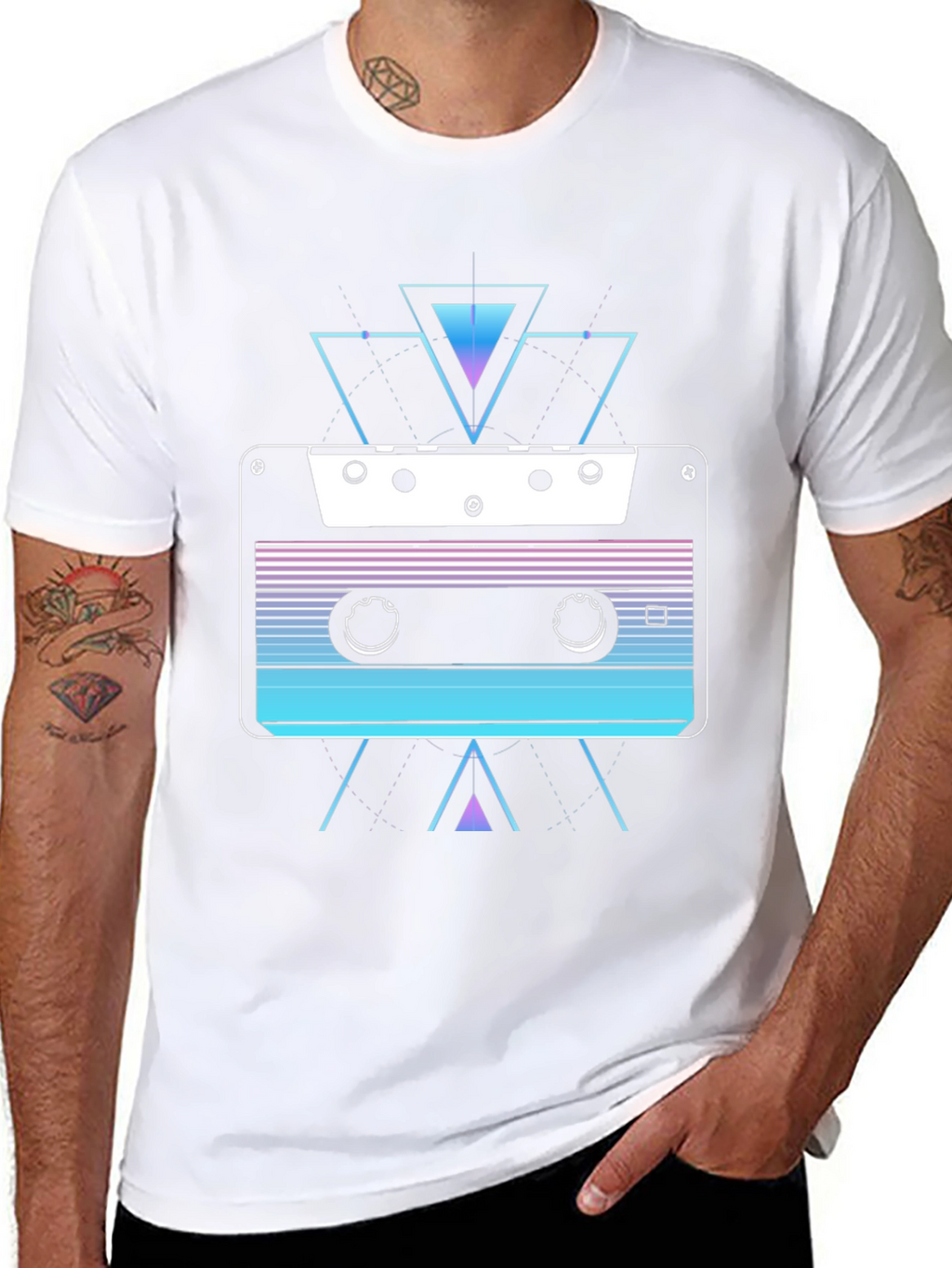 Camiseta Negra con Diseño Cassette Retro