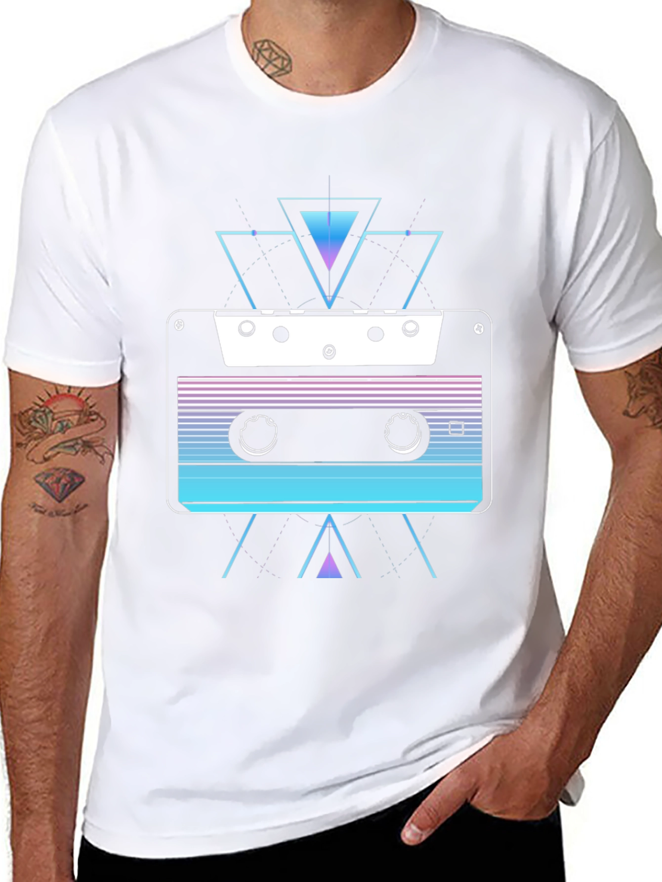Camiseta Negra con Diseño Cassette Retro