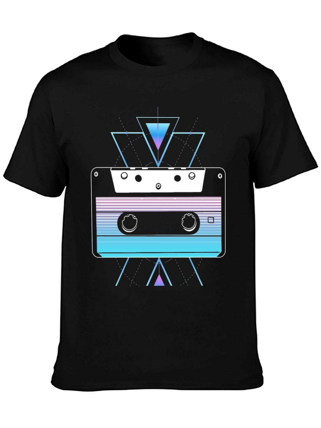 Camiseta Negra con Diseño Cassette Retro