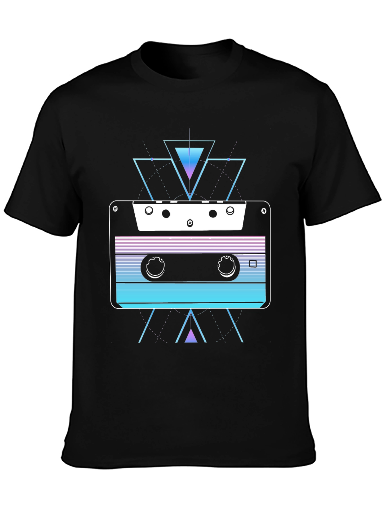 Camiseta Negra con Diseño Cassette Retro