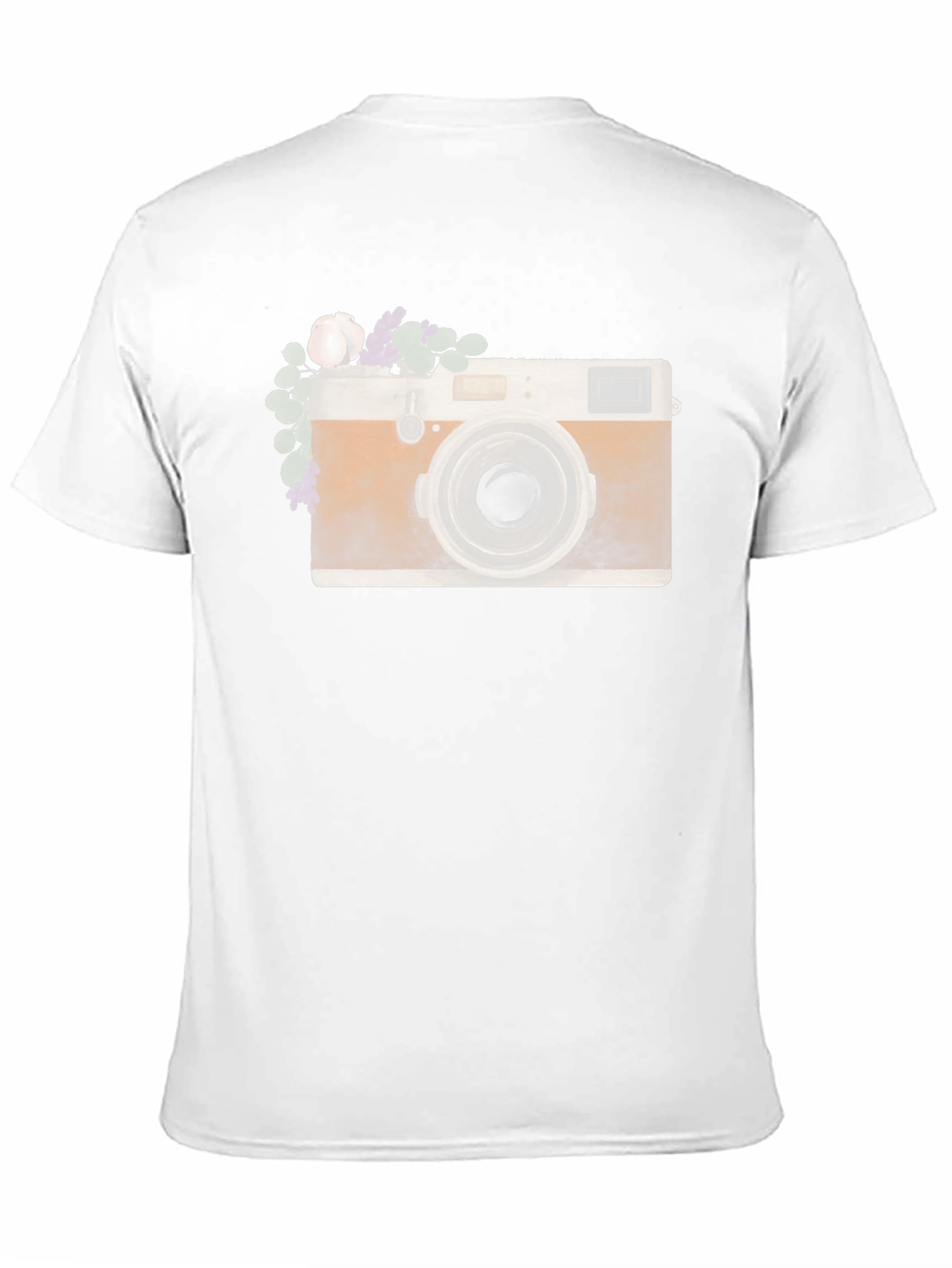 Camiseta Negra con Diseño de Cámara Vintage Floral