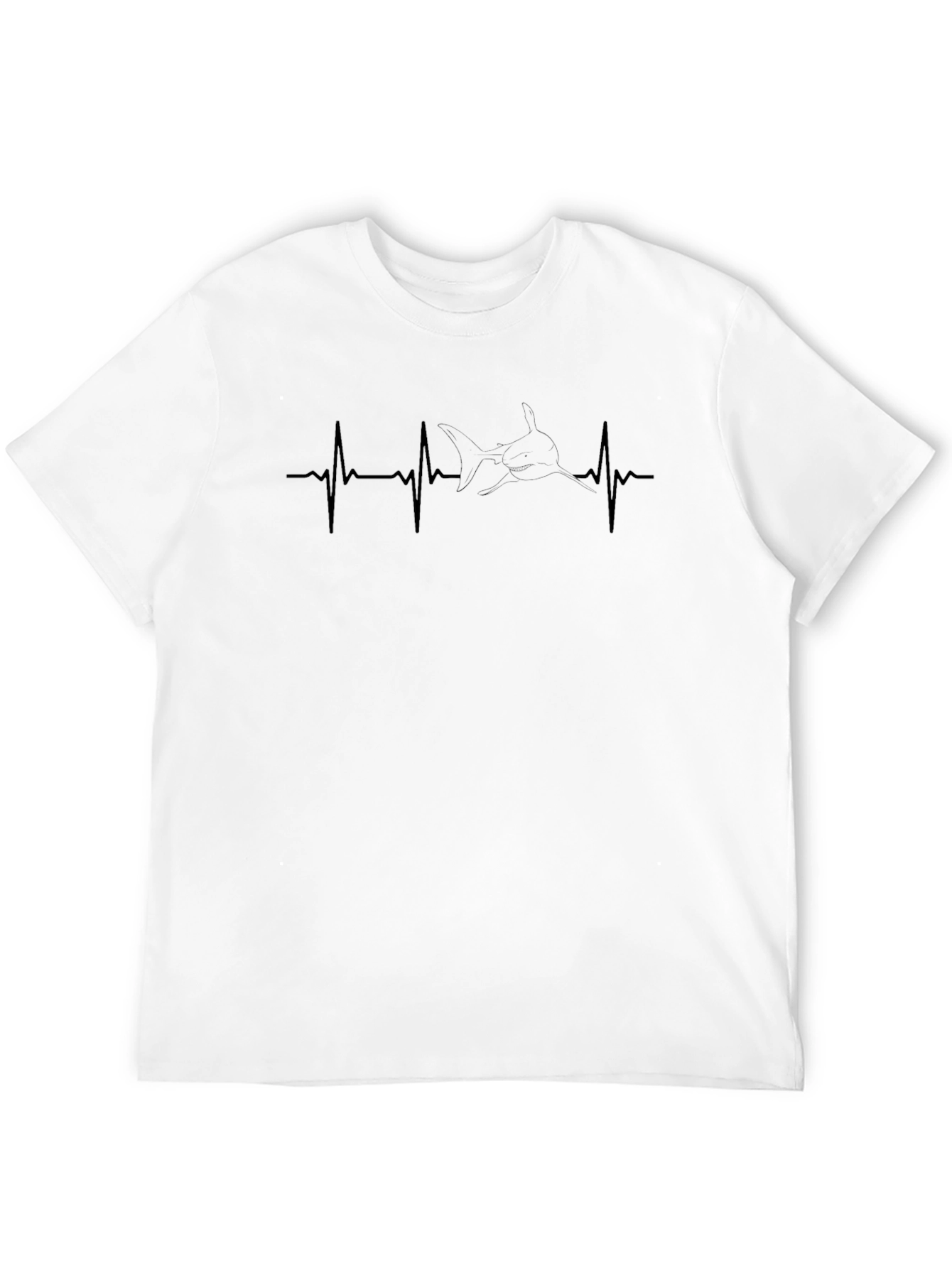 Camiseta Negra con Diseño de Latido de Tiburón