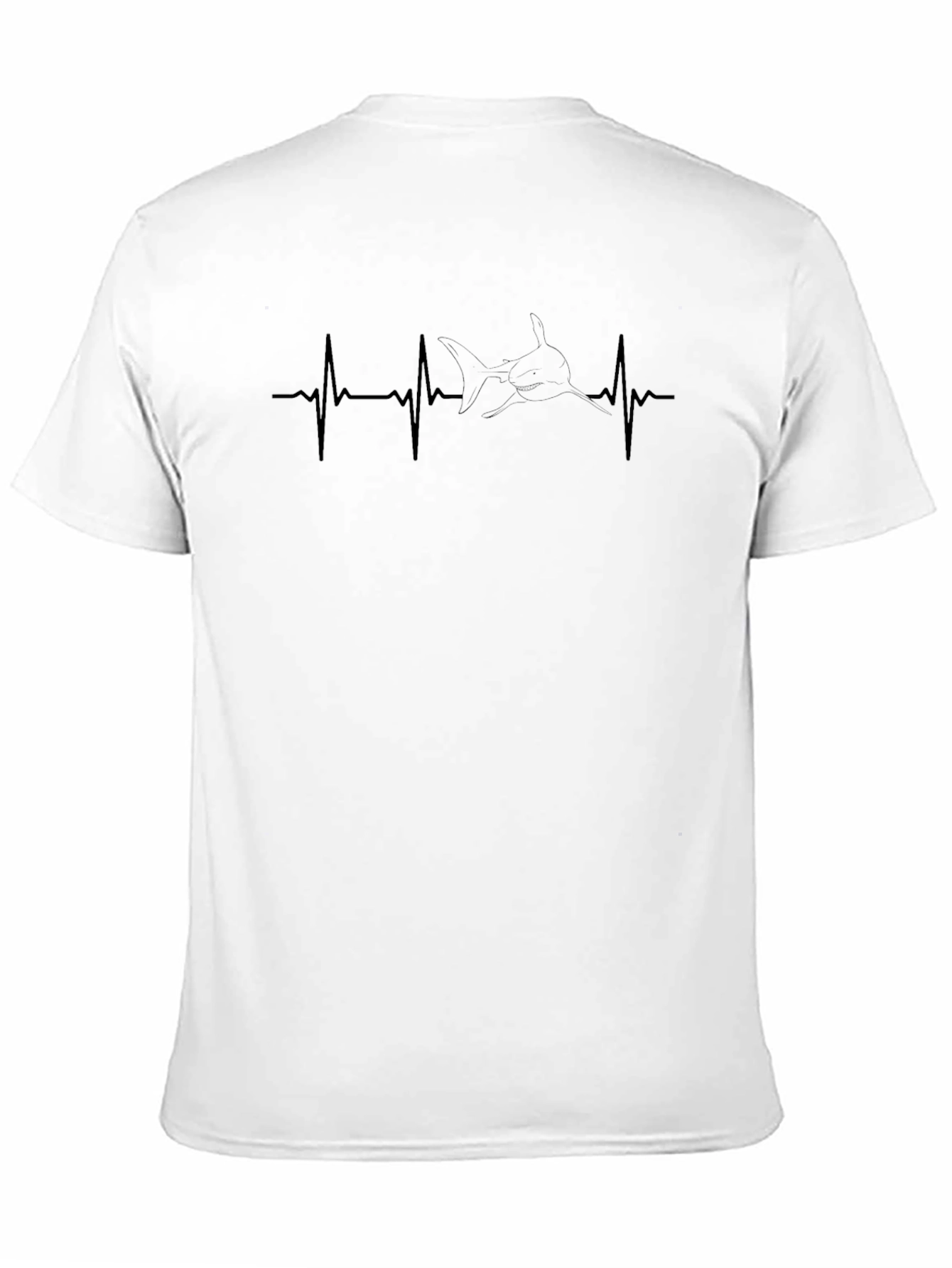Camiseta Negra con Diseño de Latido de Tiburón