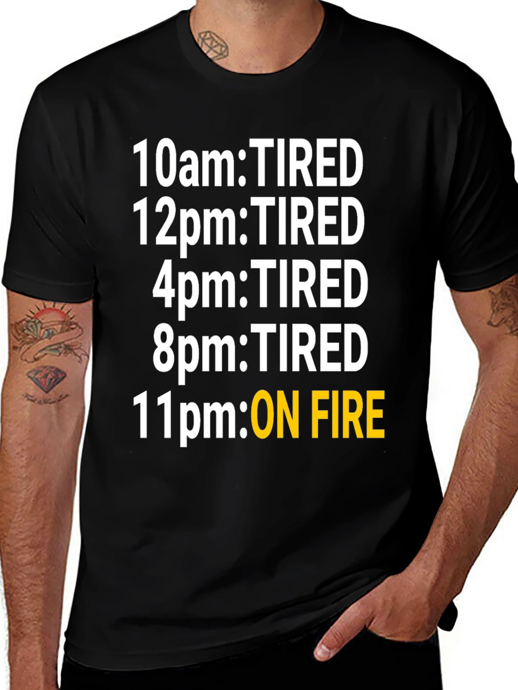 Camiseta Humorística: Cansado vs. On Fire