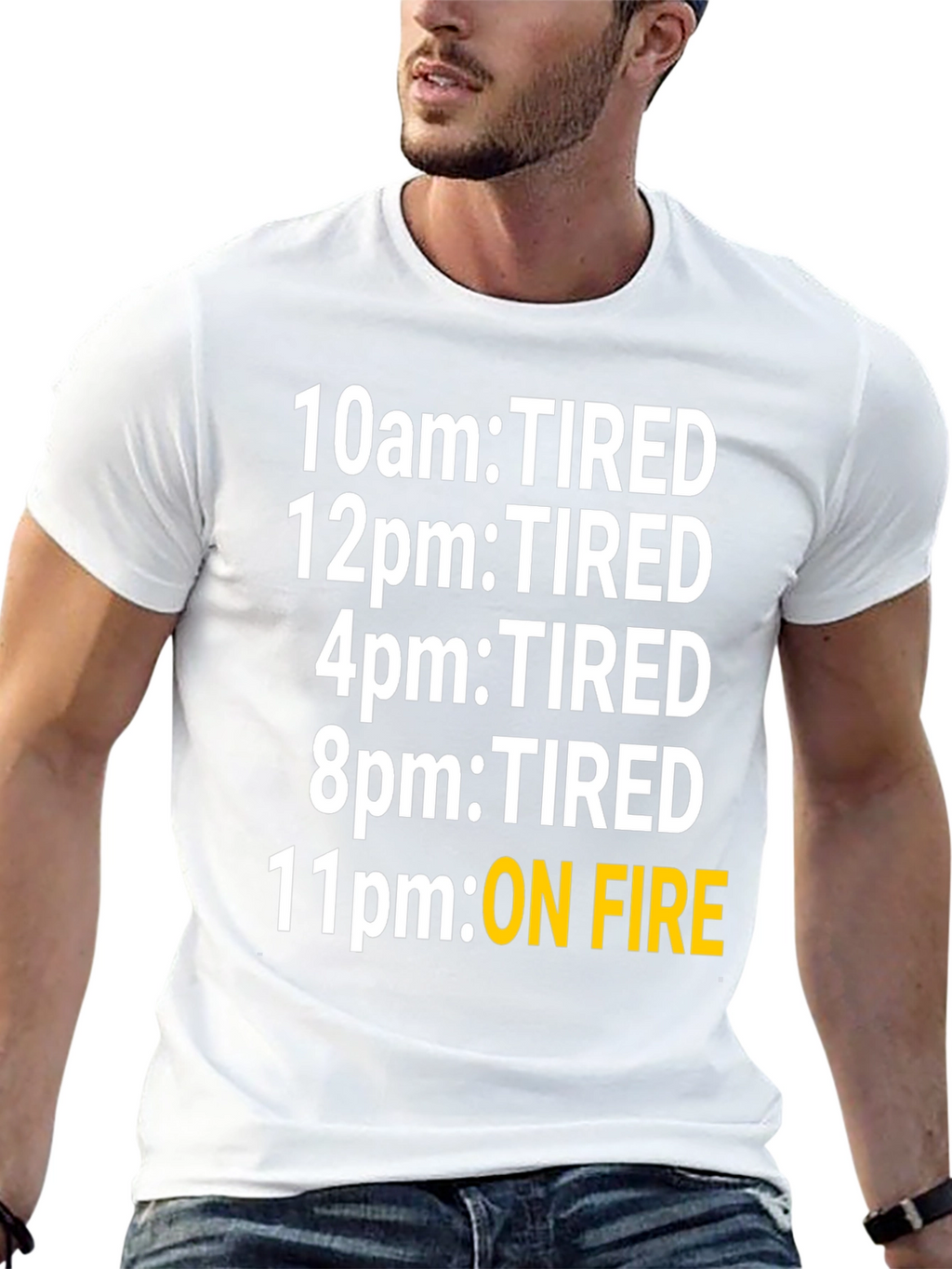 Camiseta Humorística: Cansado vs. On Fire