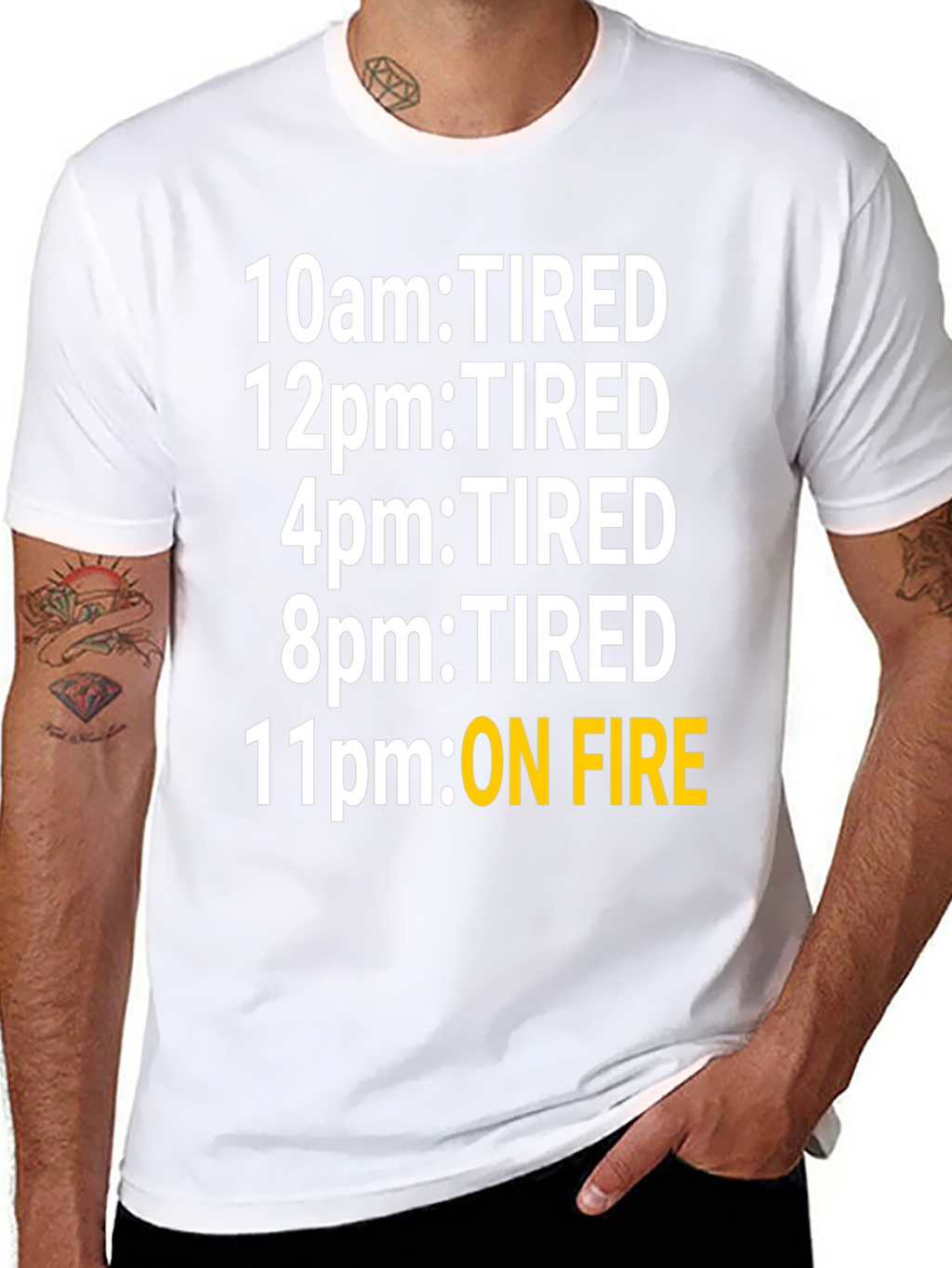 Camiseta Humorística: Cansado vs. On Fire