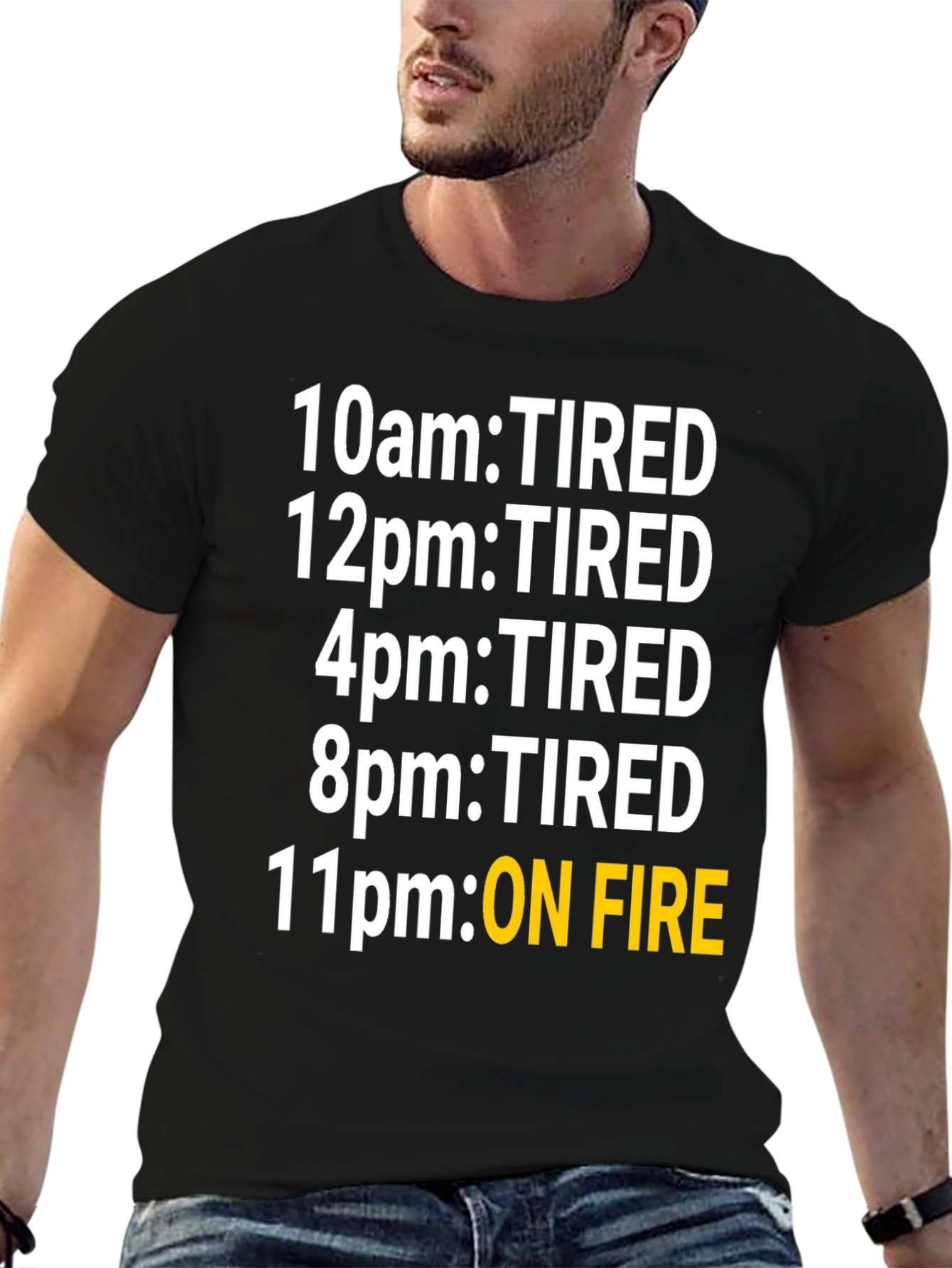 Camiseta Humorística: Cansado vs. On Fire