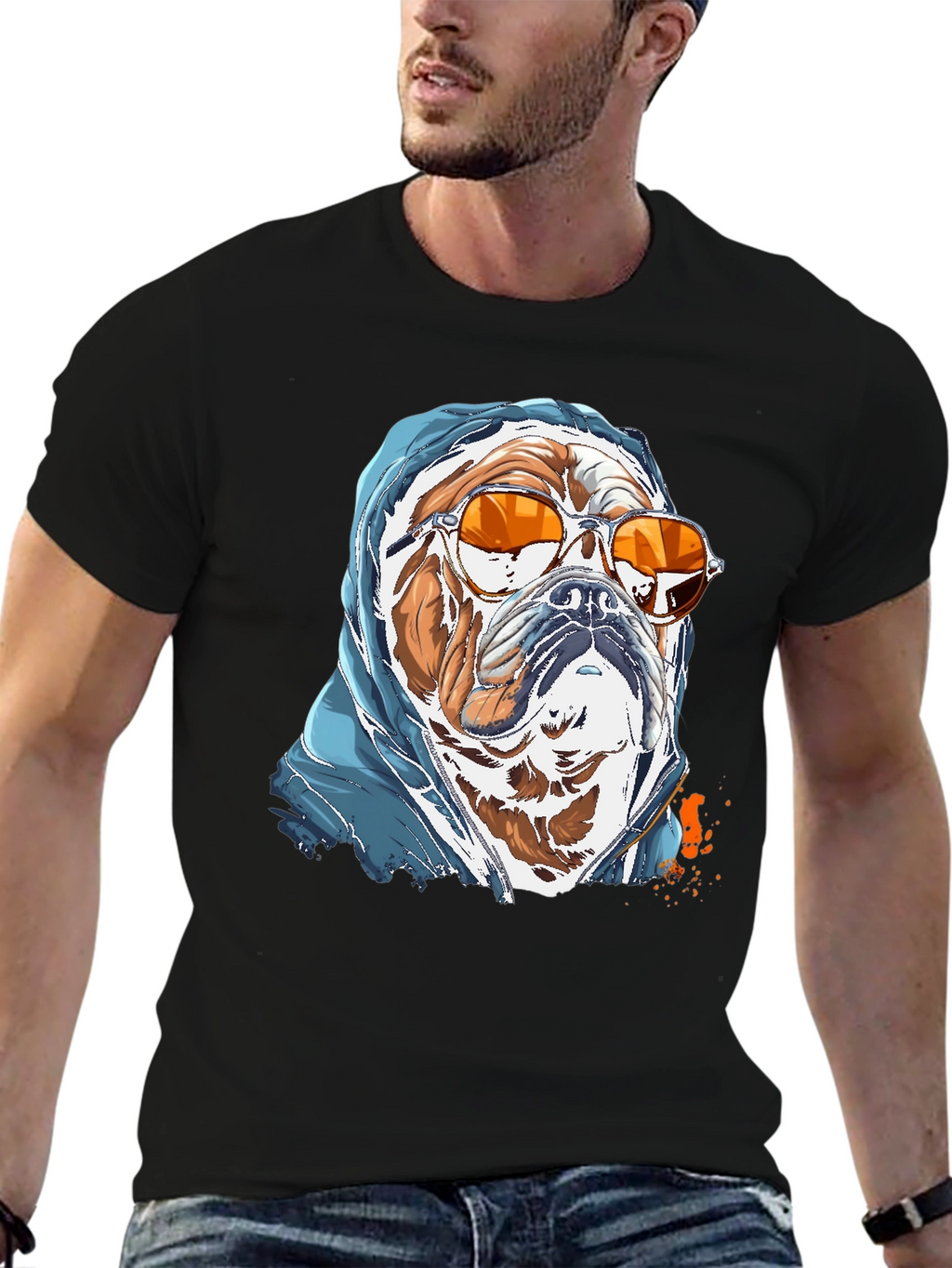 Camiseta Bulldog con Gafas