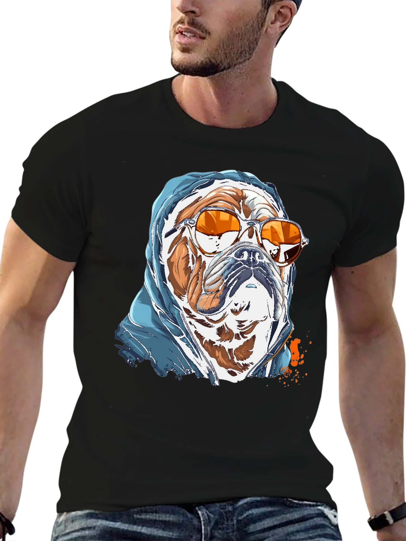Camiseta Bulldog con Gafas