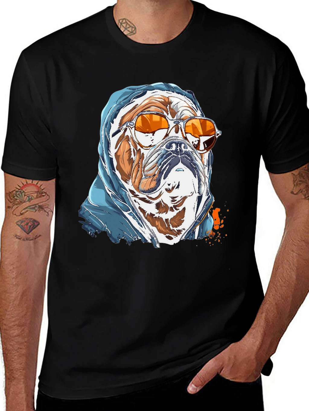 Camiseta Bulldog con Gafas