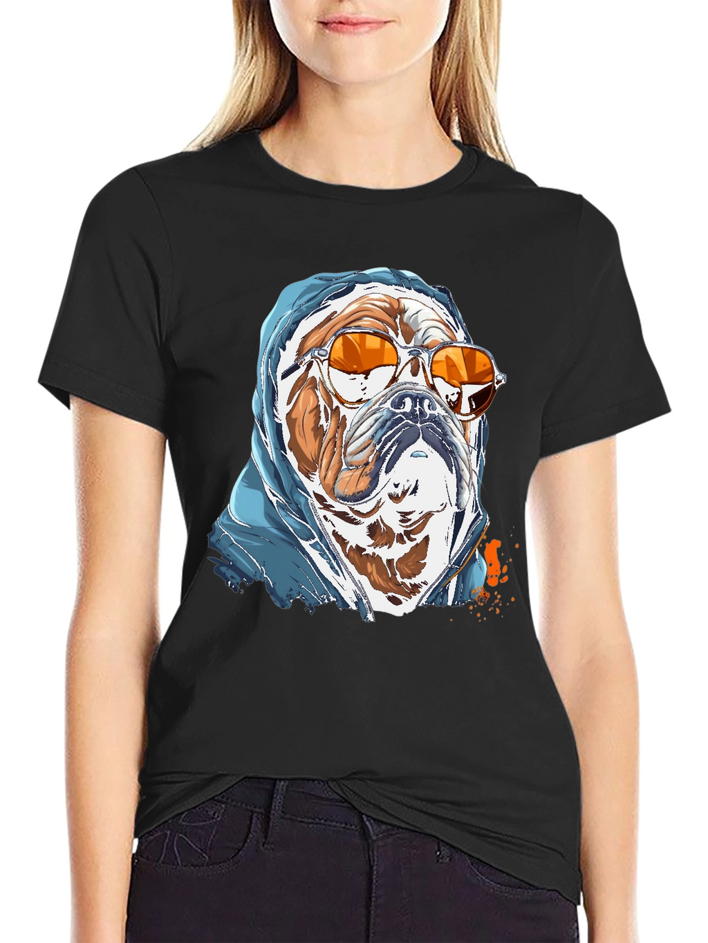Camiseta Bulldog con Gafas
