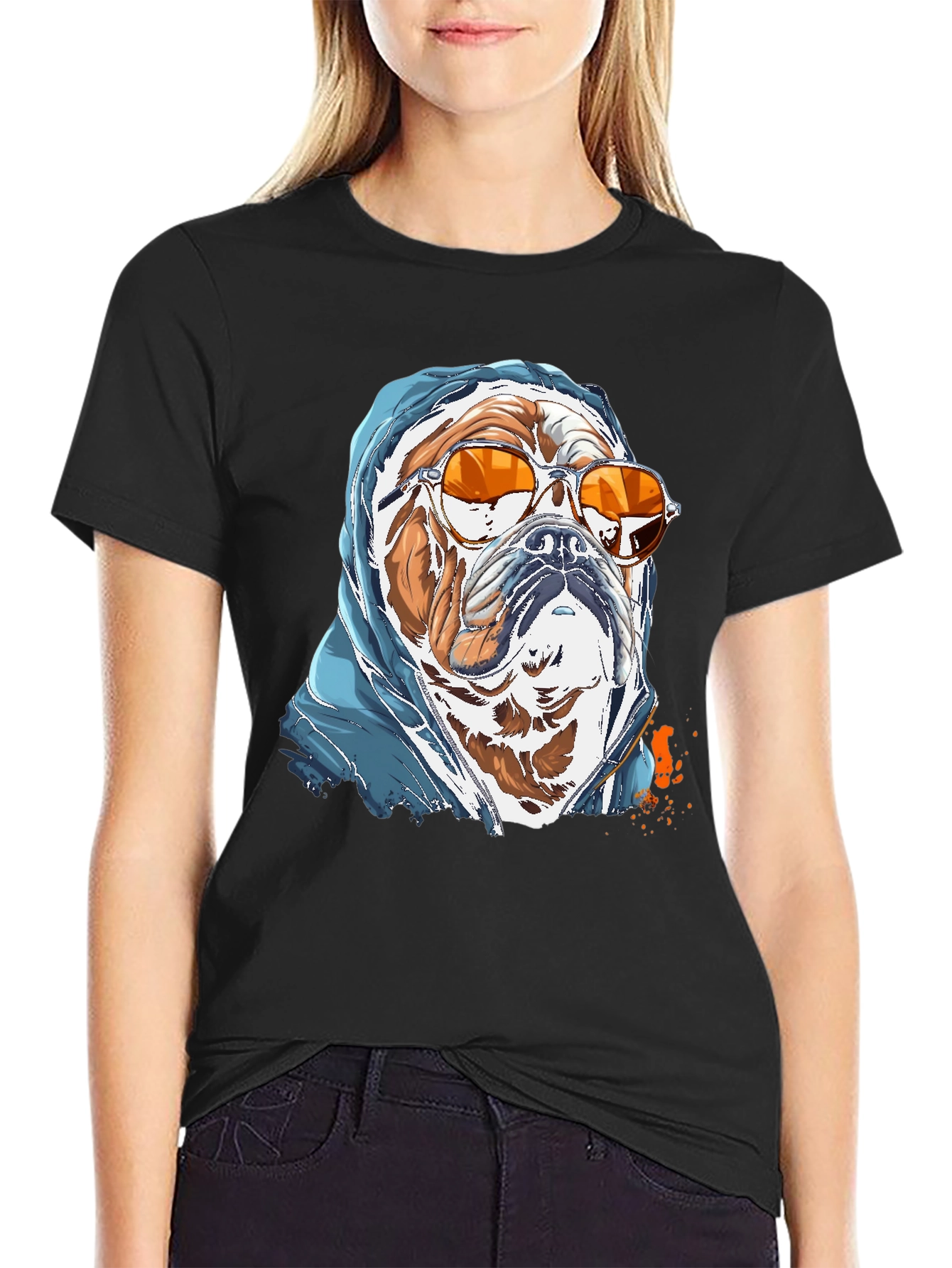 Camiseta Bulldog con Gafas