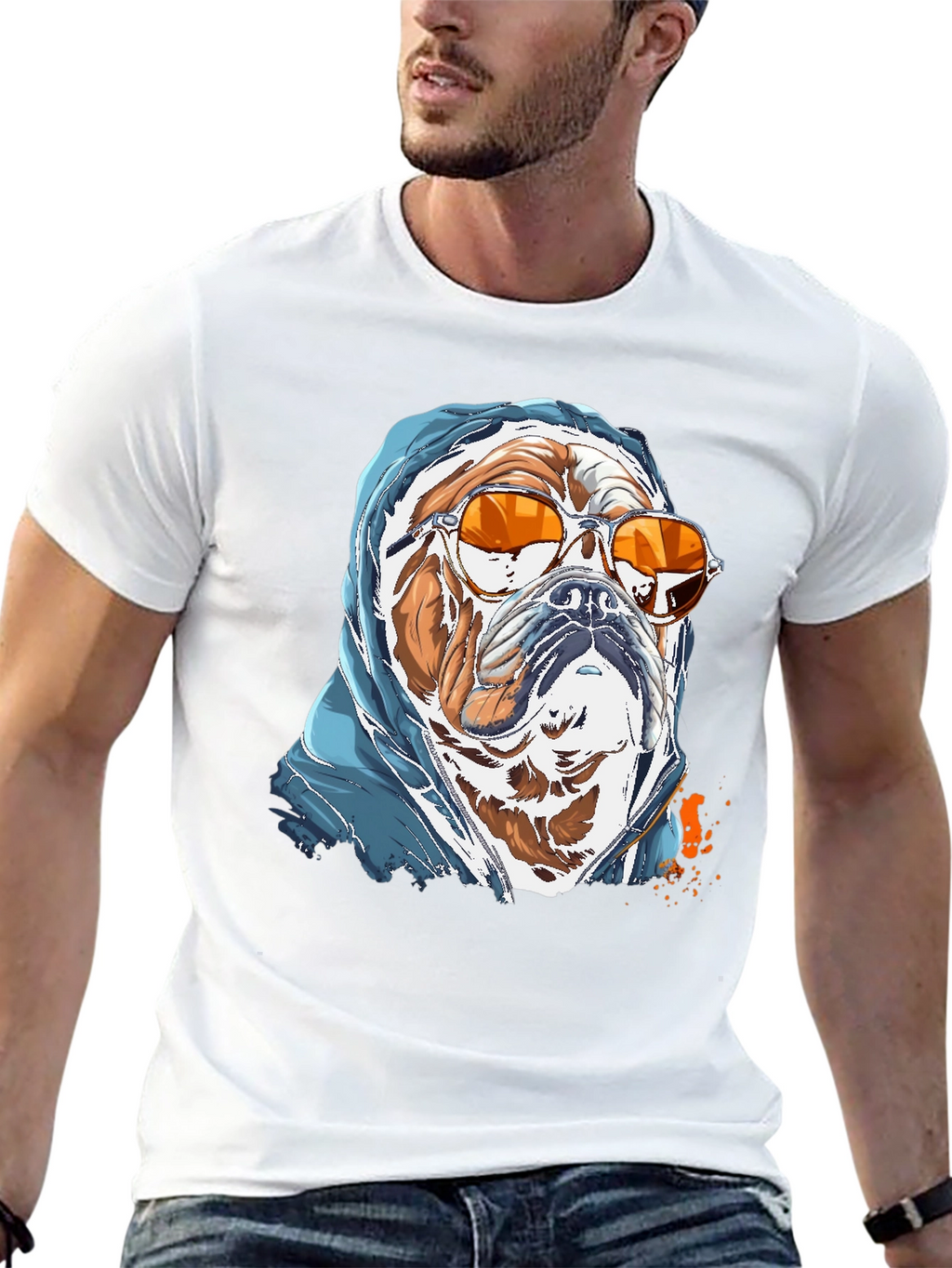 Camiseta Bulldog con Gafas