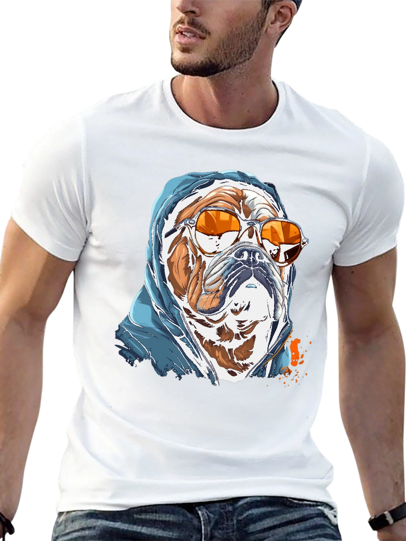 Camiseta Bulldog con Gafas