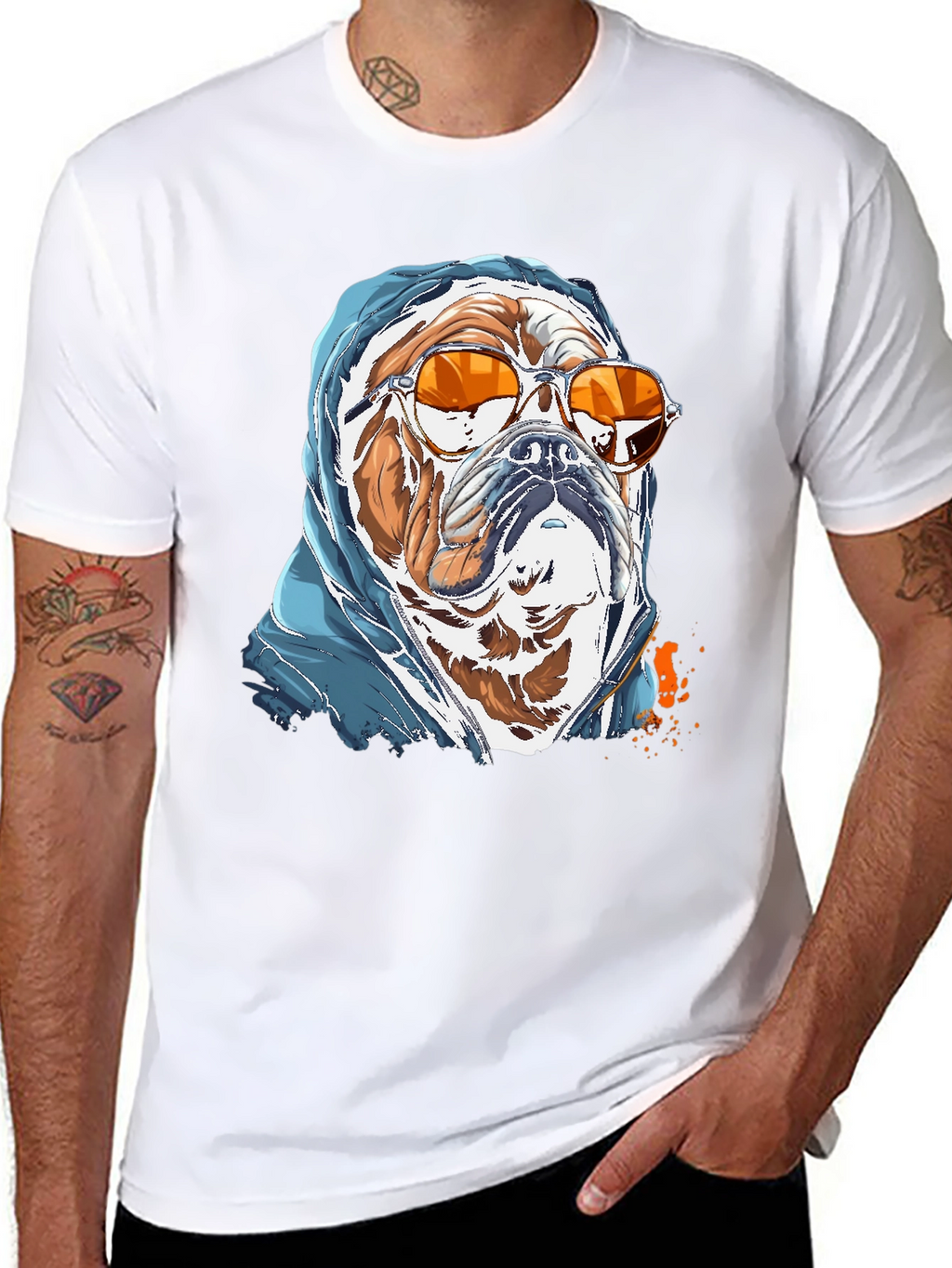 Camiseta Bulldog con Gafas