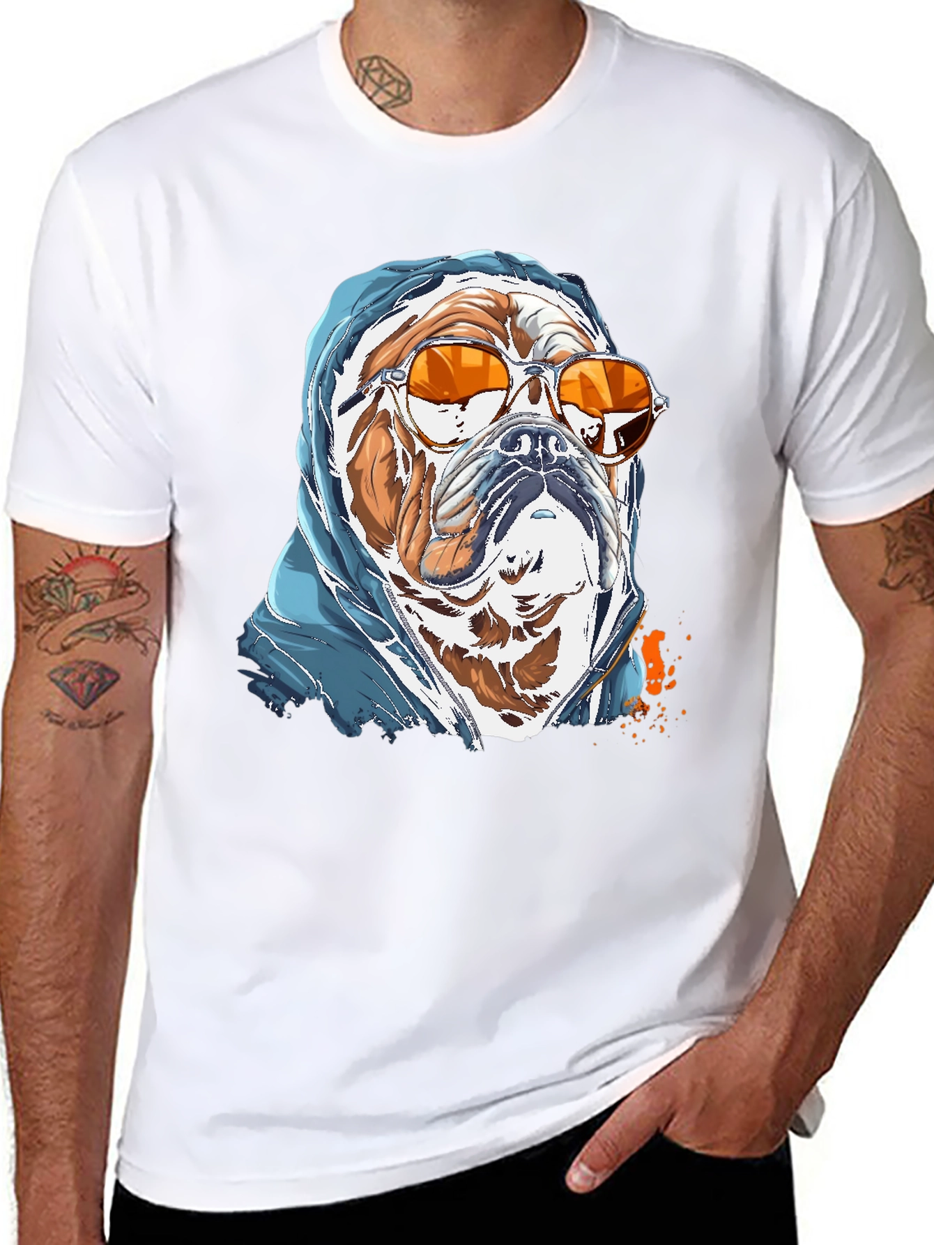 Camiseta Bulldog con Gafas