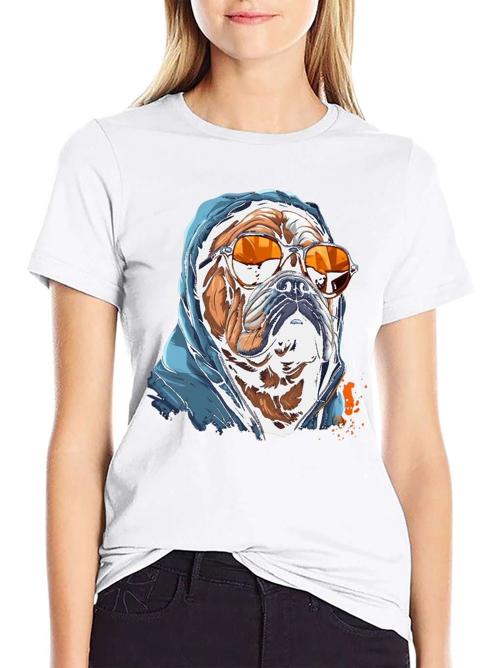 Camiseta Bulldog con Gafas