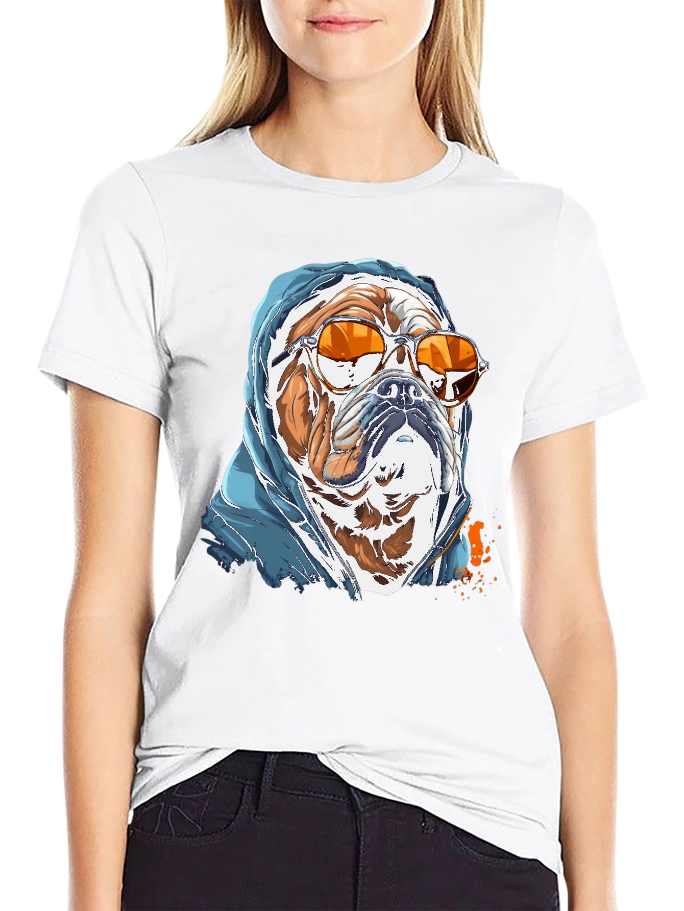 Camiseta Bulldog con Gafas