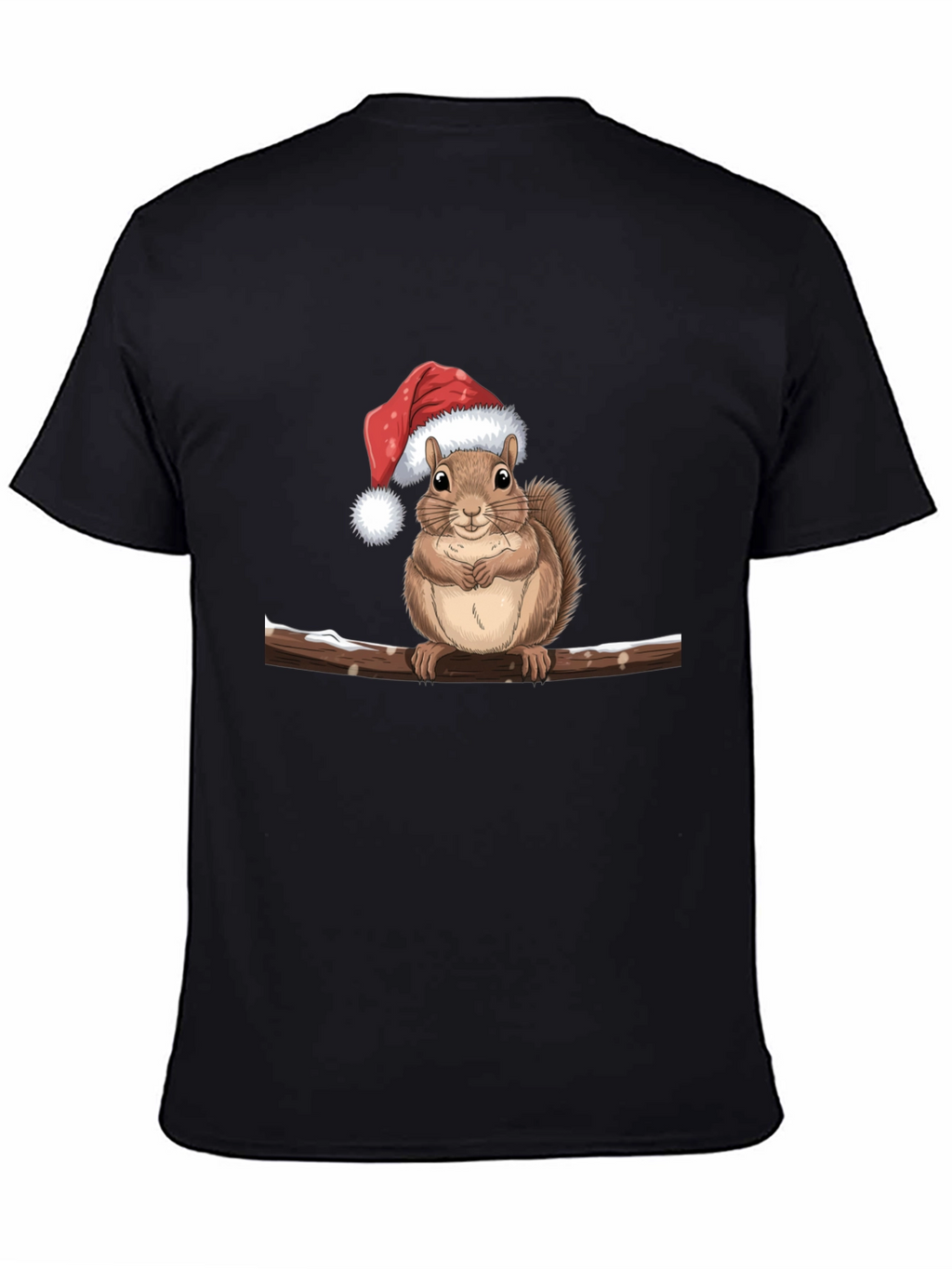 Camiseta Negra con Ardilla Navideña