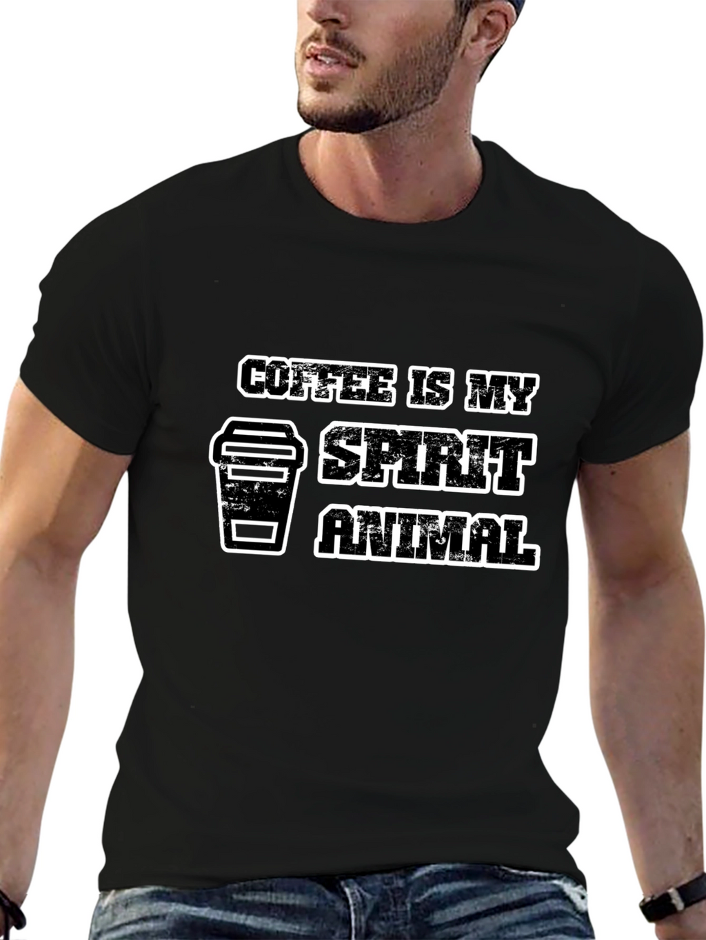 Camiseta Negra Coffee is My Spirit Animal
