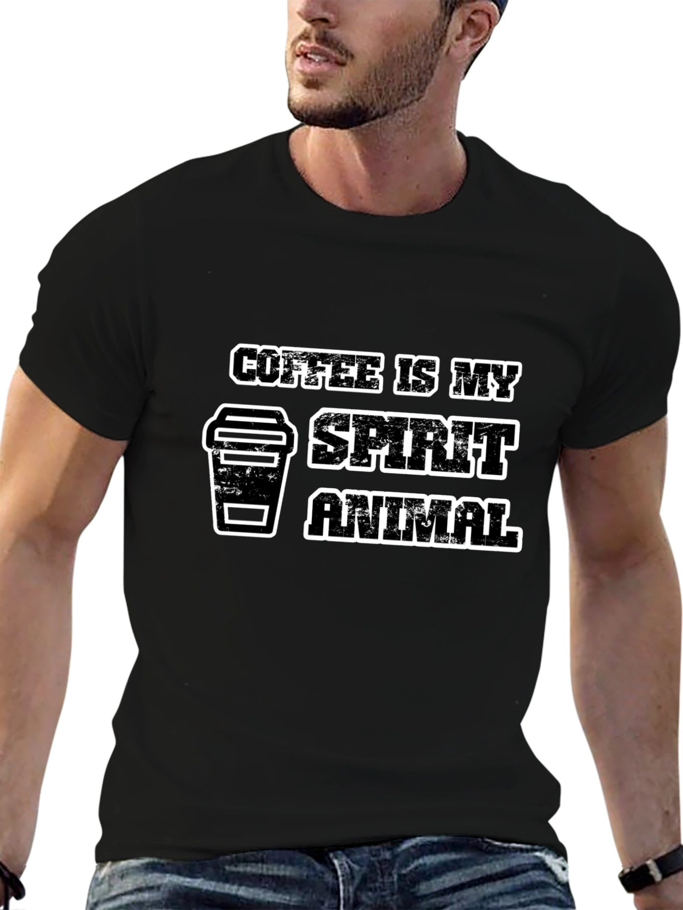 Camiseta Negra Coffee is My Spirit Animal