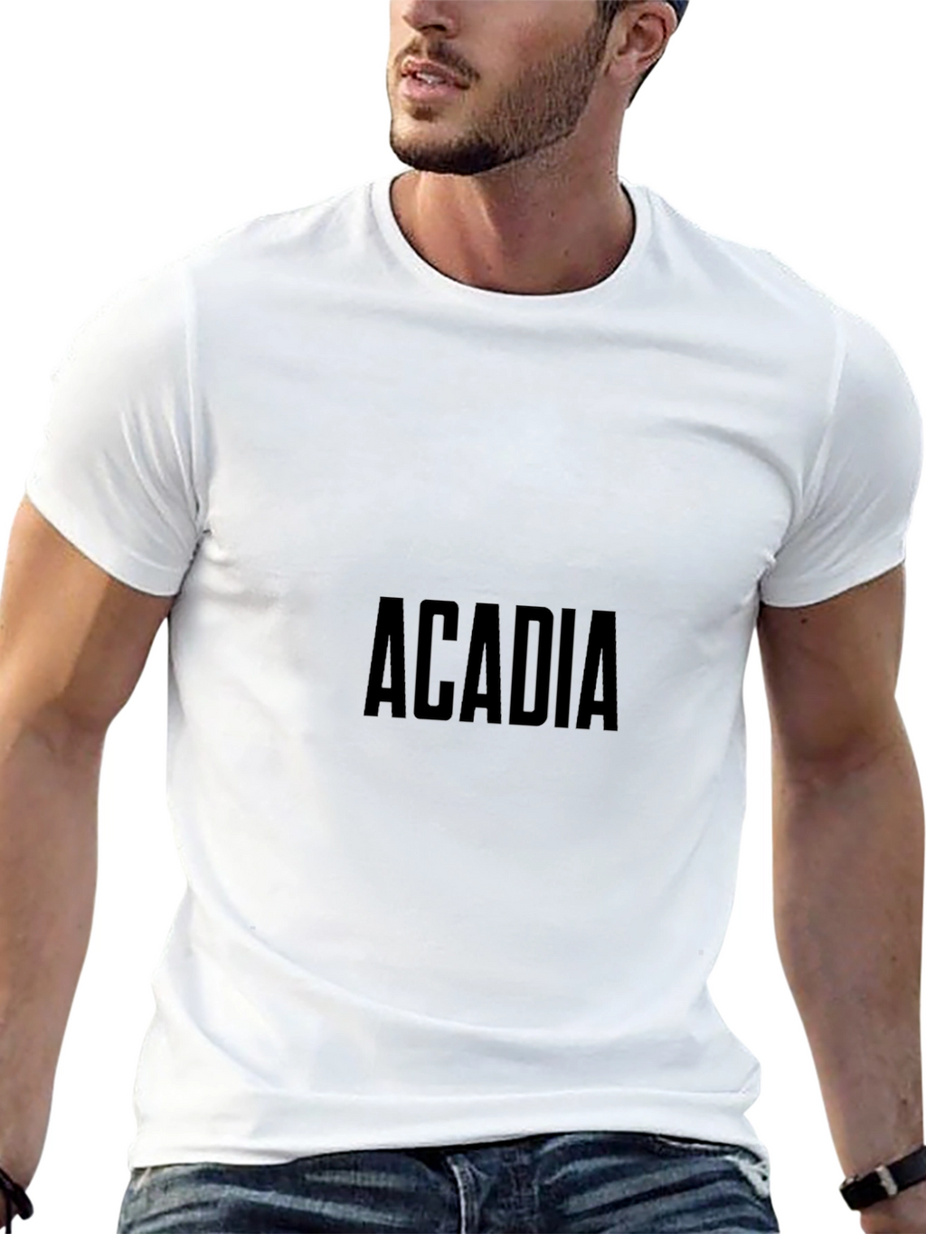 Camiseta Negra Acadia Hombre Algodón Casual